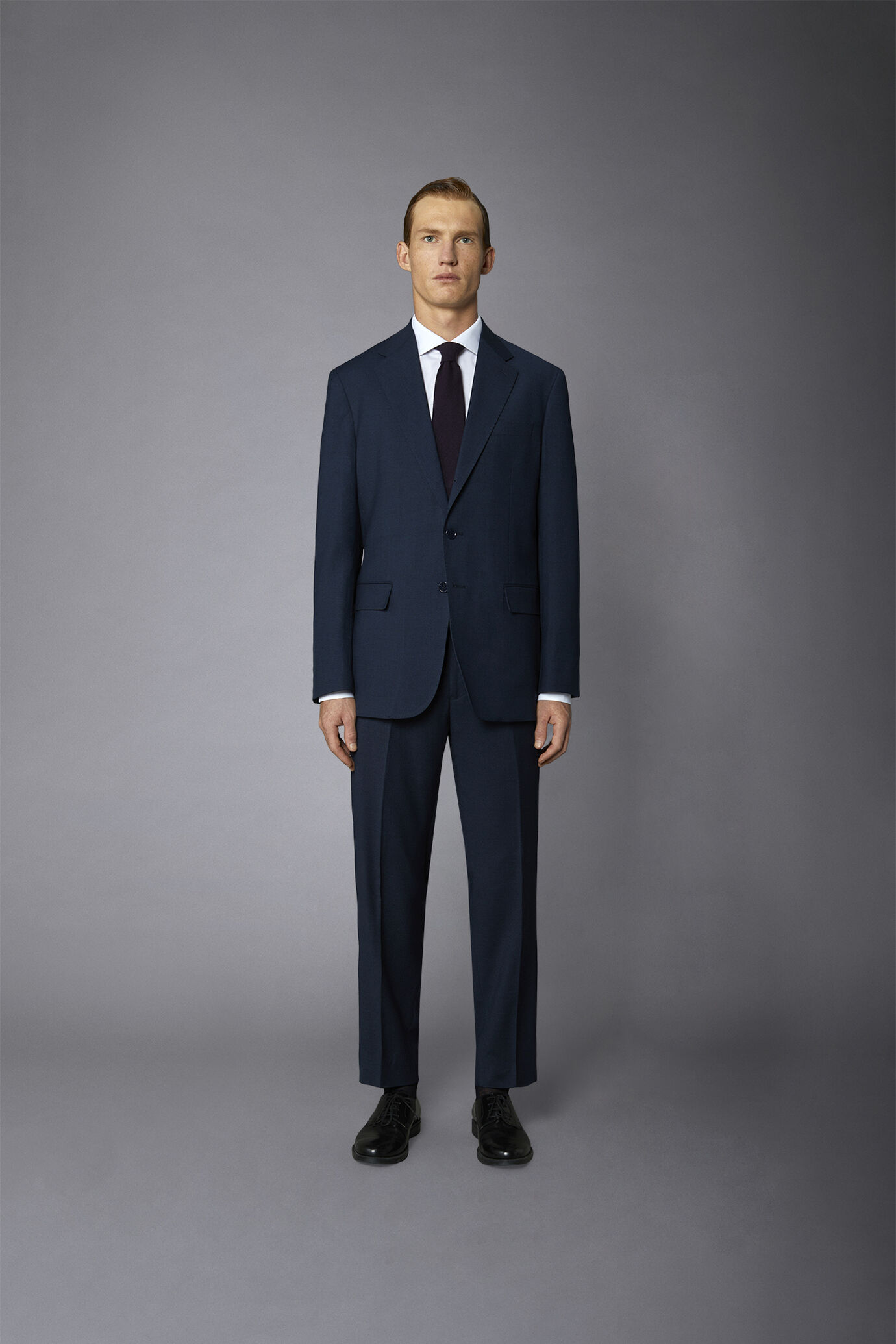 Men's single-breasted suit regular fit bird's eye fabric image number 2