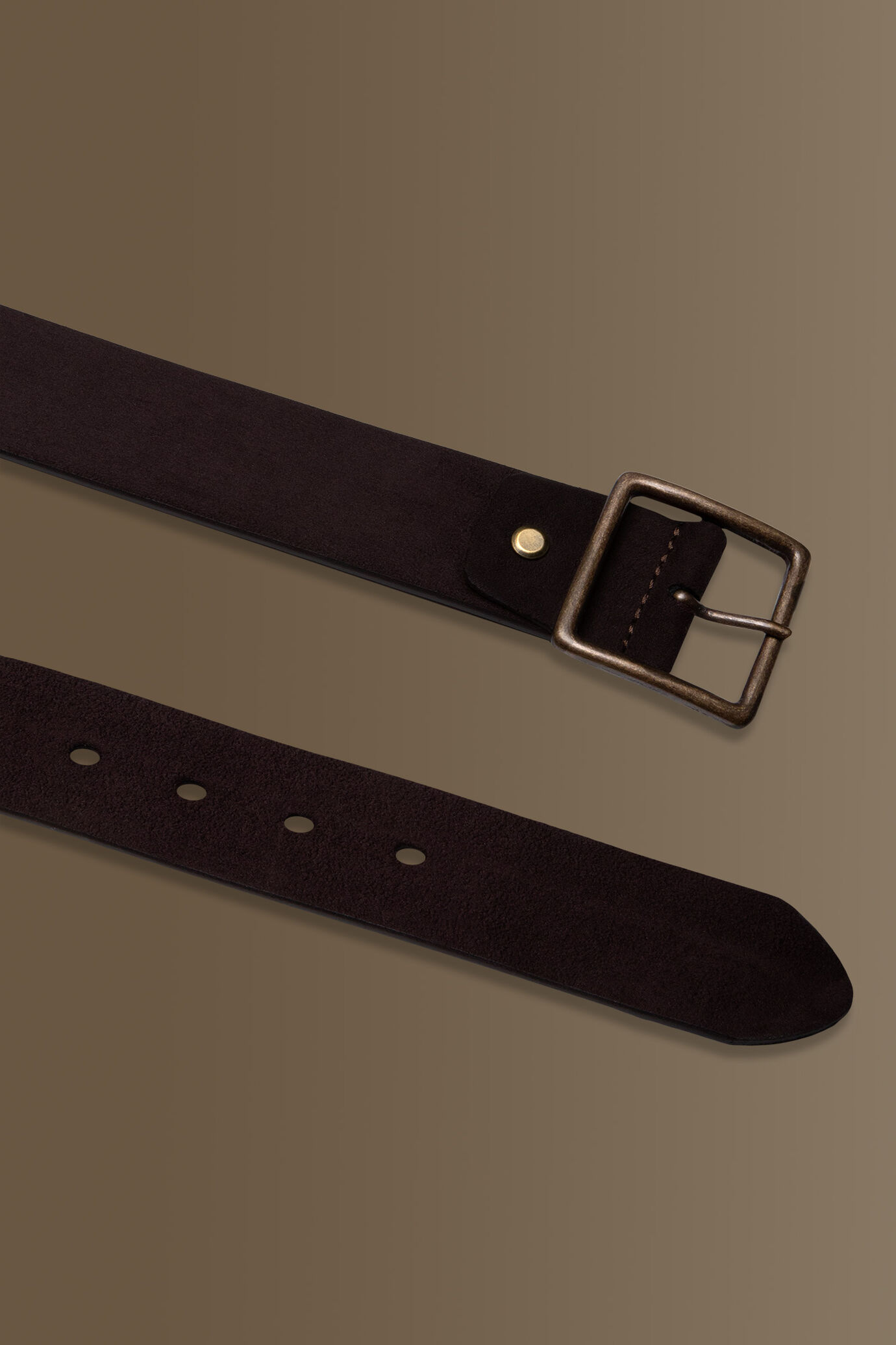Cintura brown uomo in suede misto pelle image number 1