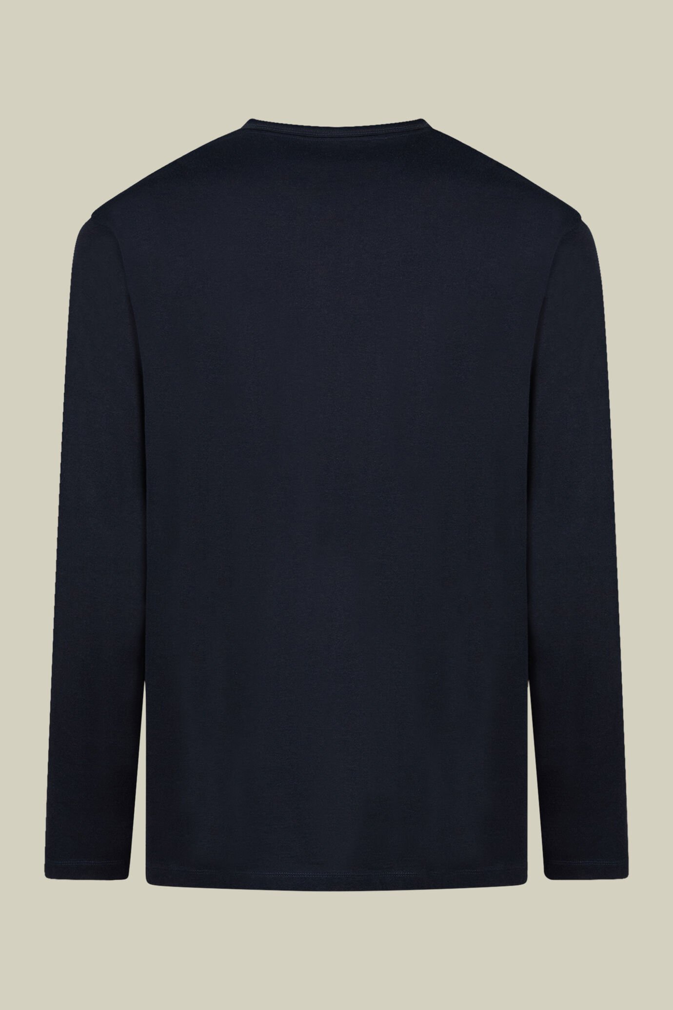 T-shirt homme à col V et manches longues, 100% coton effet flammé, coupe classique