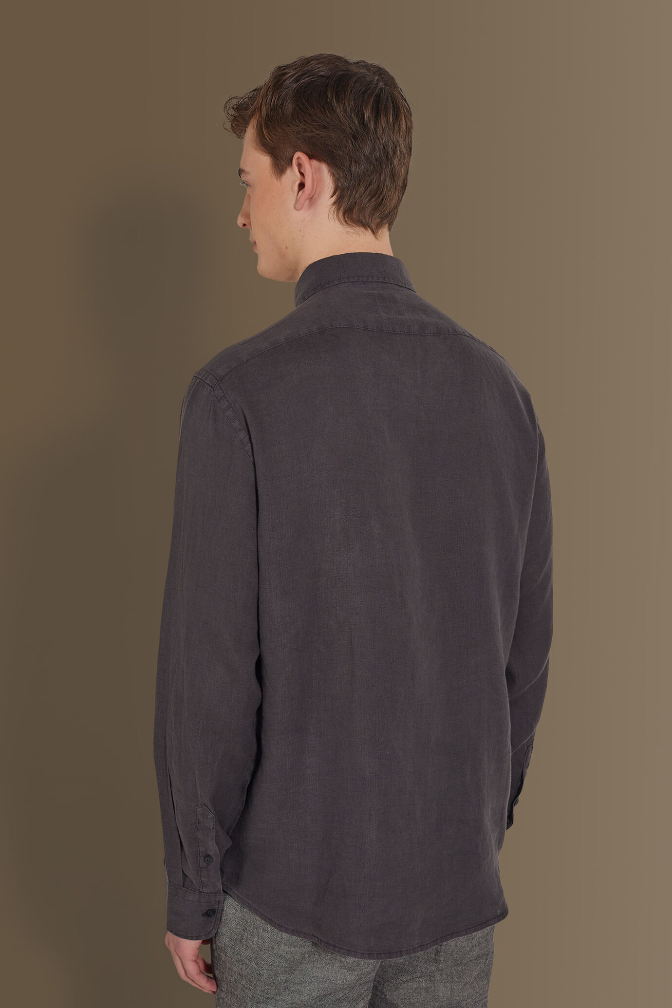 Casual shirt french collar 100% linen solid colour image number 3