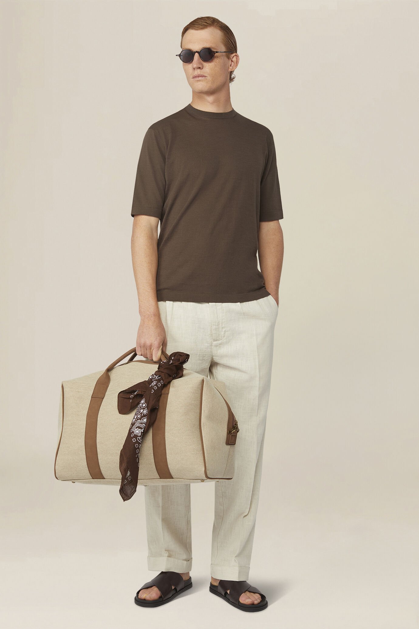 T-shirt uomo a maglia in 100% cotone crepe image number 1