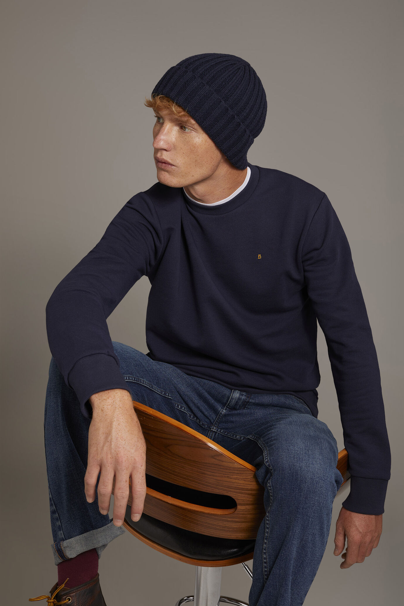 Round neck 100% cotton sweatshirt made in Italy image number 2