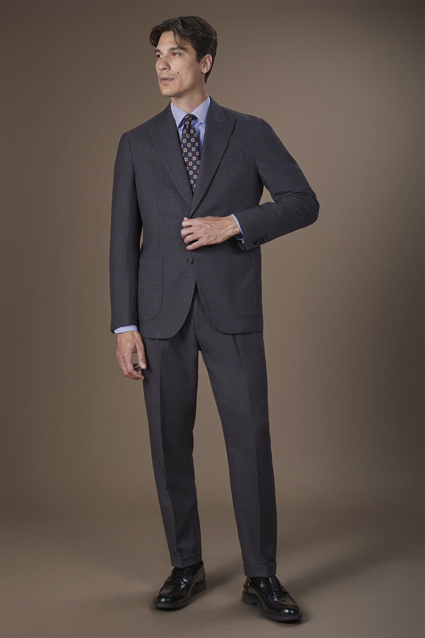 Camicia uomo con collo classico in 100% cotone rigato image number 1