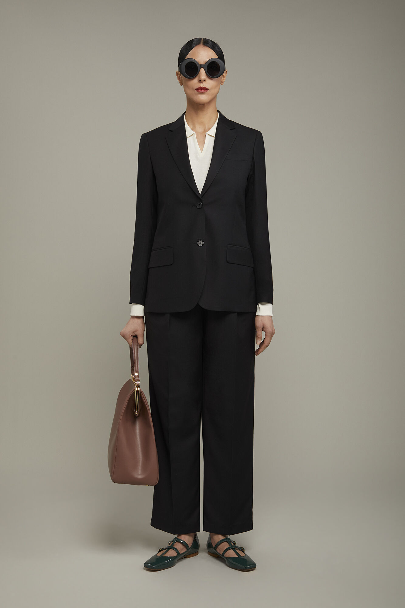 Pantalone donna tinta unita con elastici sui lati