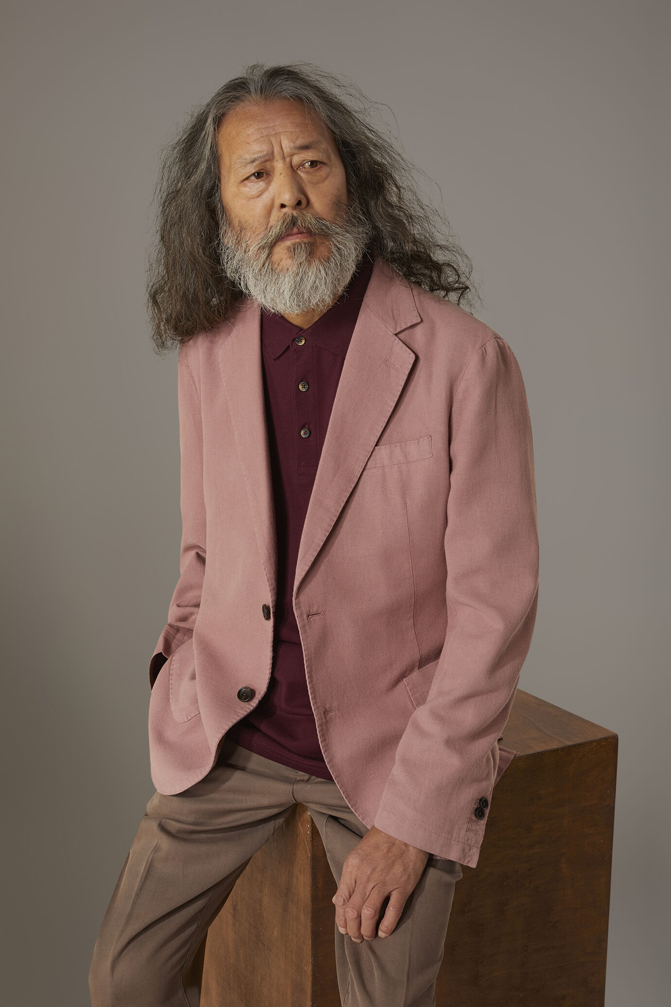 Giacca monopetto lino e cotone con tasca a toppa image number 0