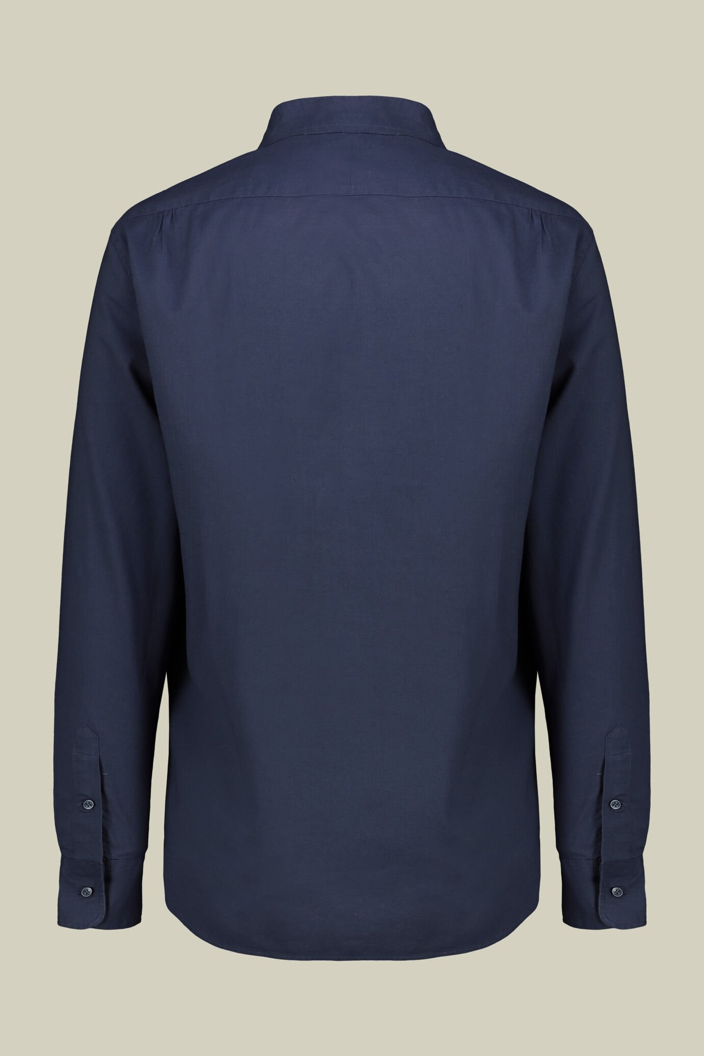 Casual men's shirt with mandarin collar and half button fastening, washed linen and cotton fabric image number 5