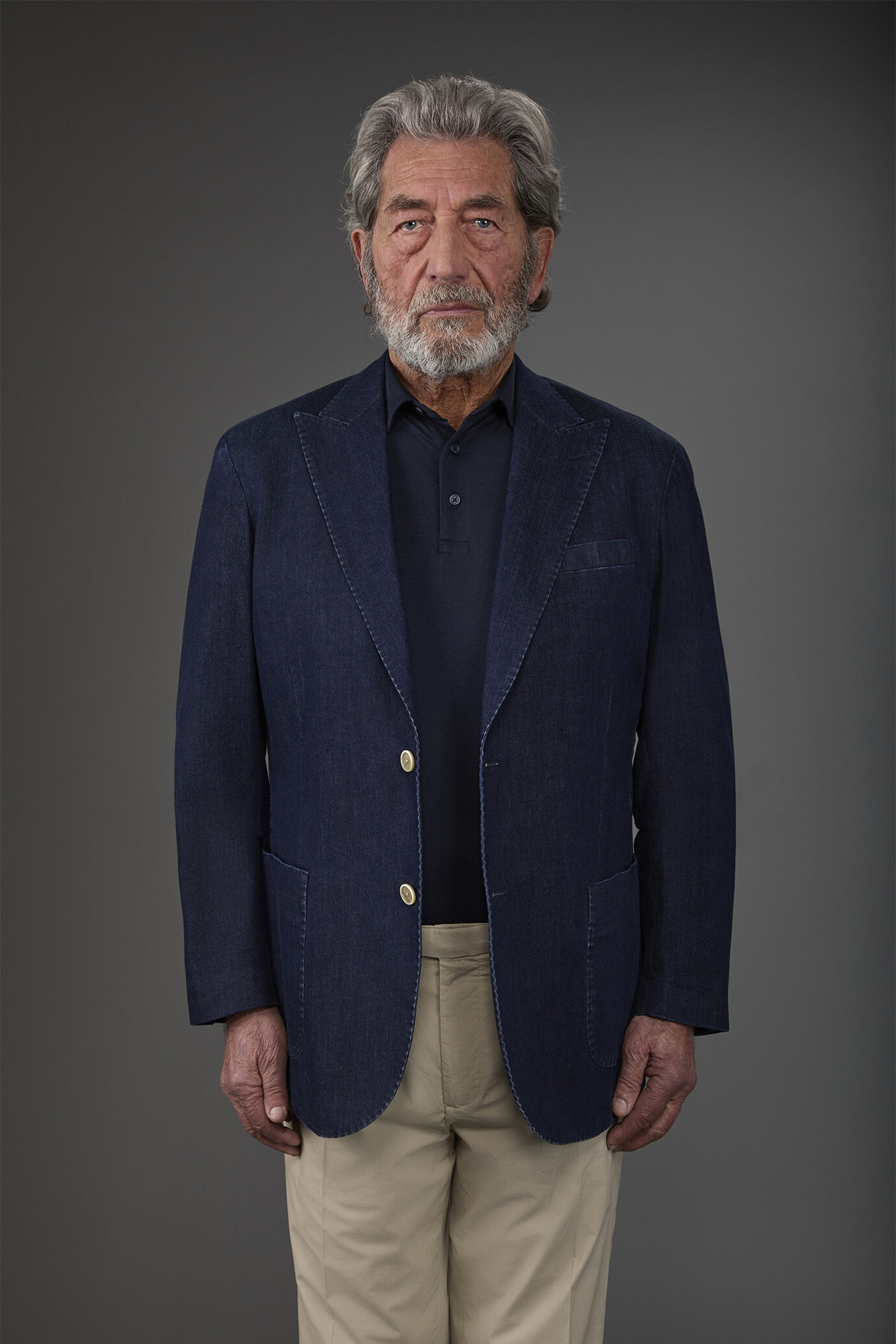 Veste homme à simple boutonnage, non doublée, avec revers en pointe et poches à rabat, effet denim image number 1