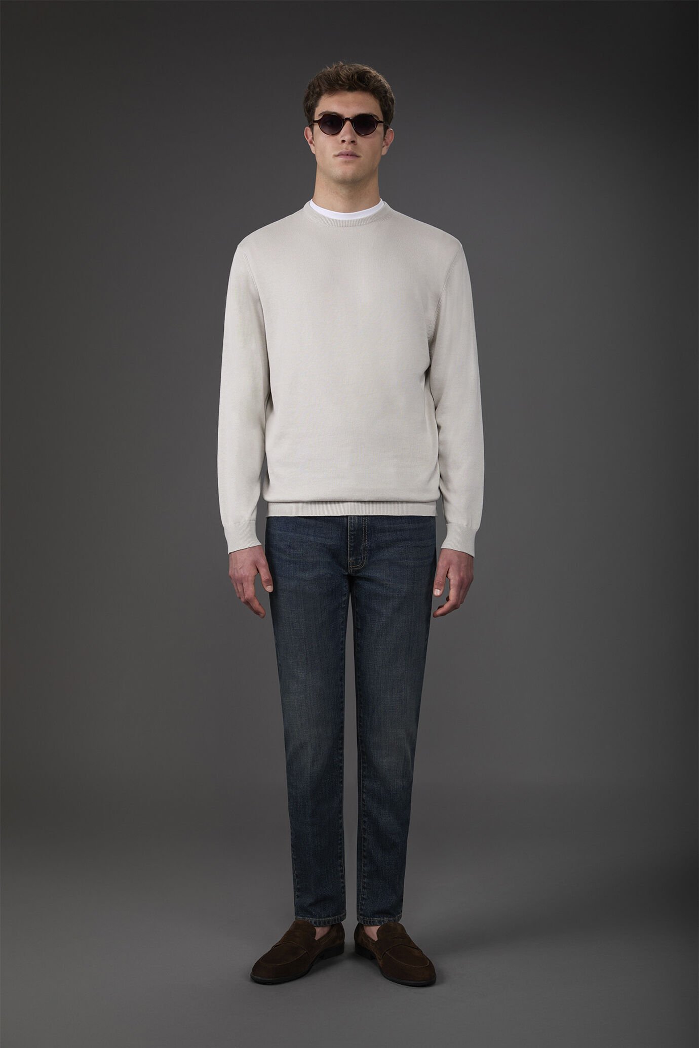 Pull col rond homme 100% coton bio-washed