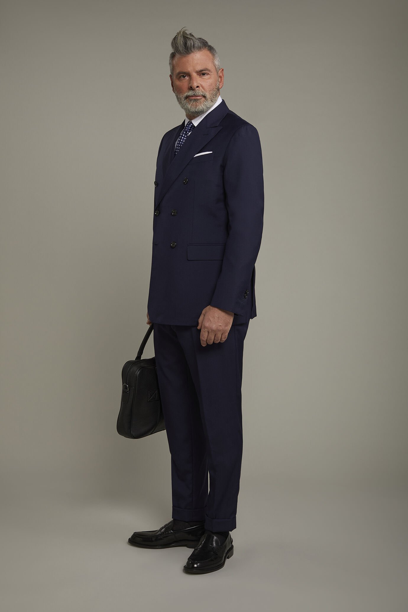 Men's double-breasted Wool Blend suit with classic single-breasted trousers and unlined double-breasted jacket with regular fit lance lapels image number 1