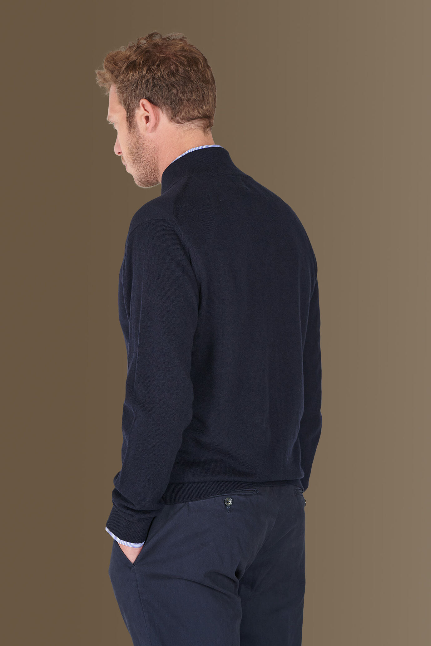 Cardigan collo alto in misto lana e cotone image number 1