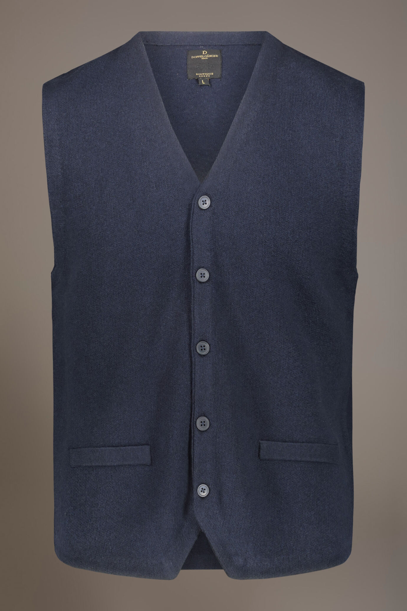 Gilet classico a maglia scollo a V misto lana image number 3
