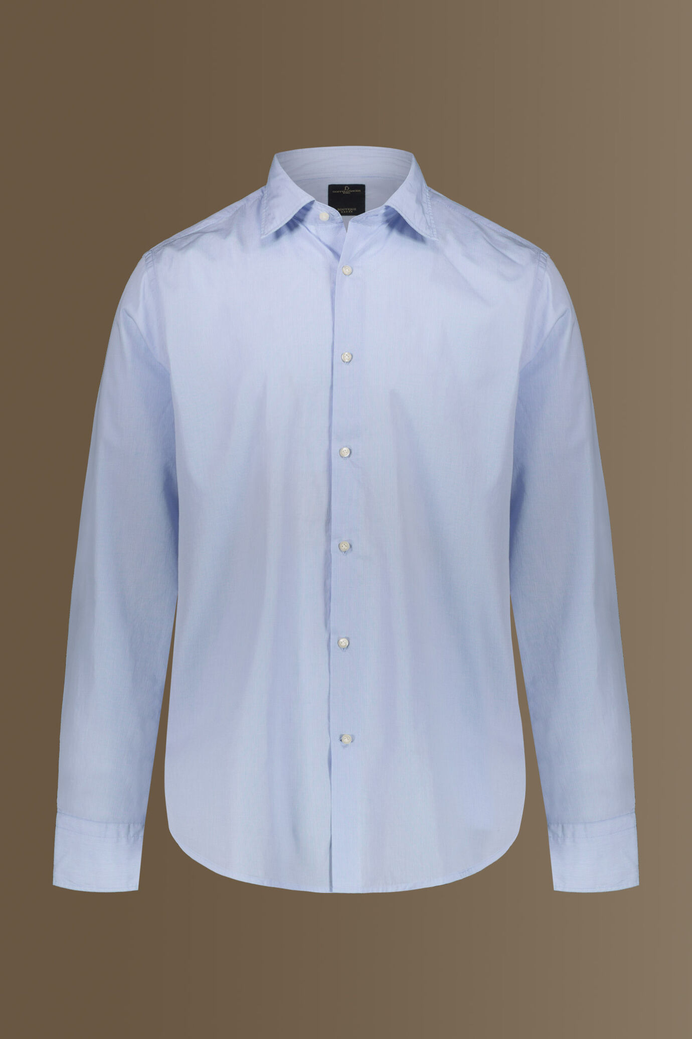 Camicia classica lavata 100% cotone collo francese tinto filo popeline microquadretti uomo image number 4