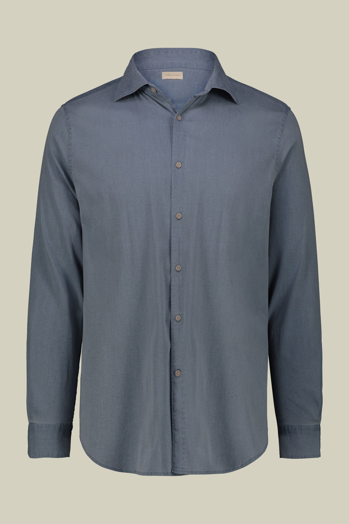 Chemise homme décontractée à col français en tissu chambray légèrement stretch