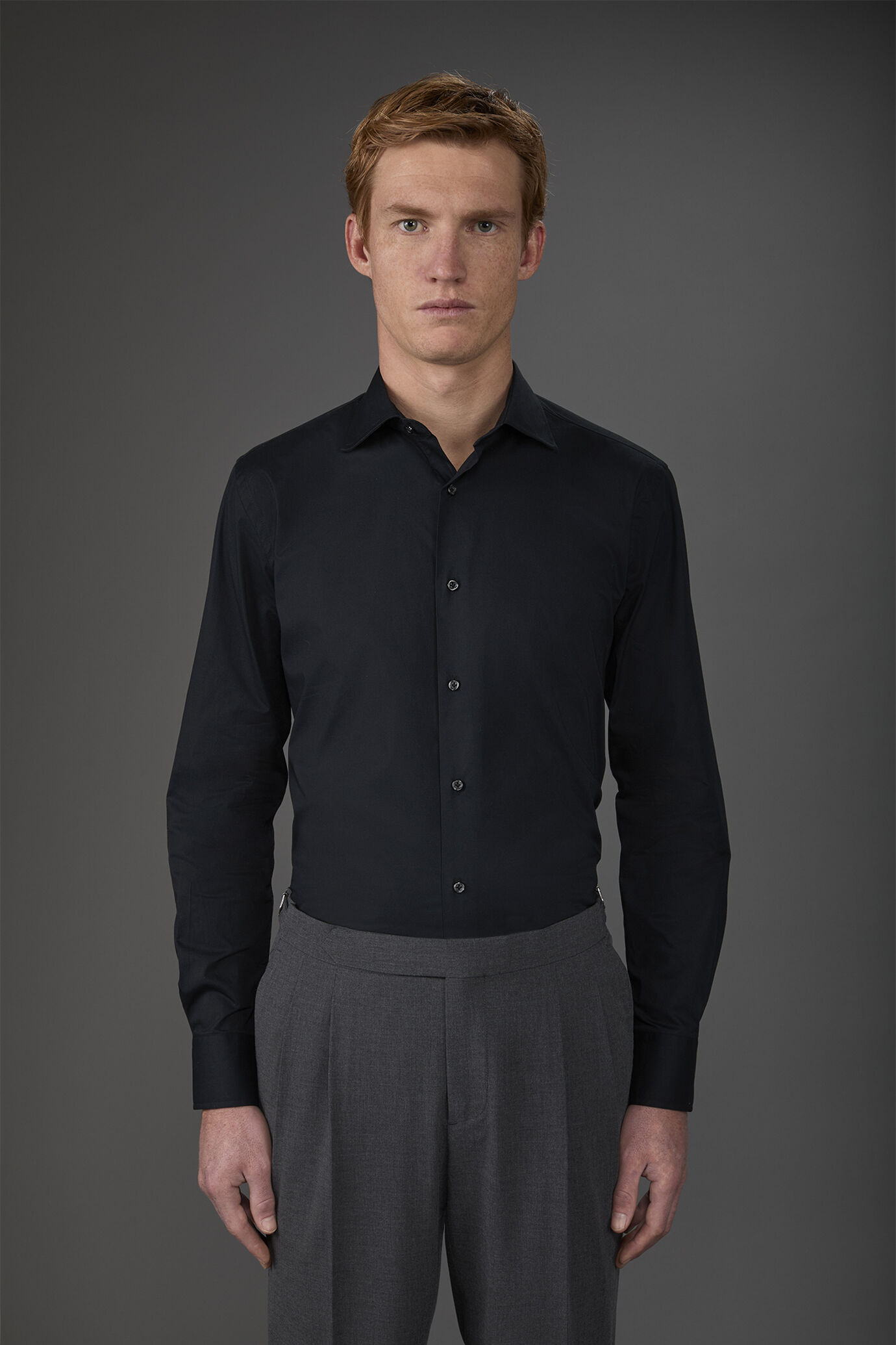 Chemise classique col français homme ent issu uni flammé image number 0