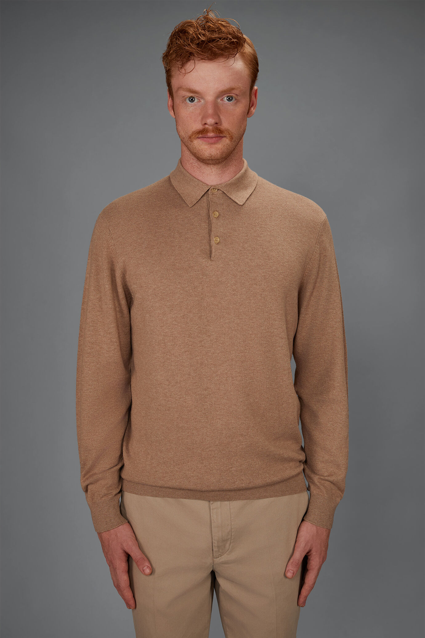 Polo uomo in maglia misto lana e cotone regular fit image number 1