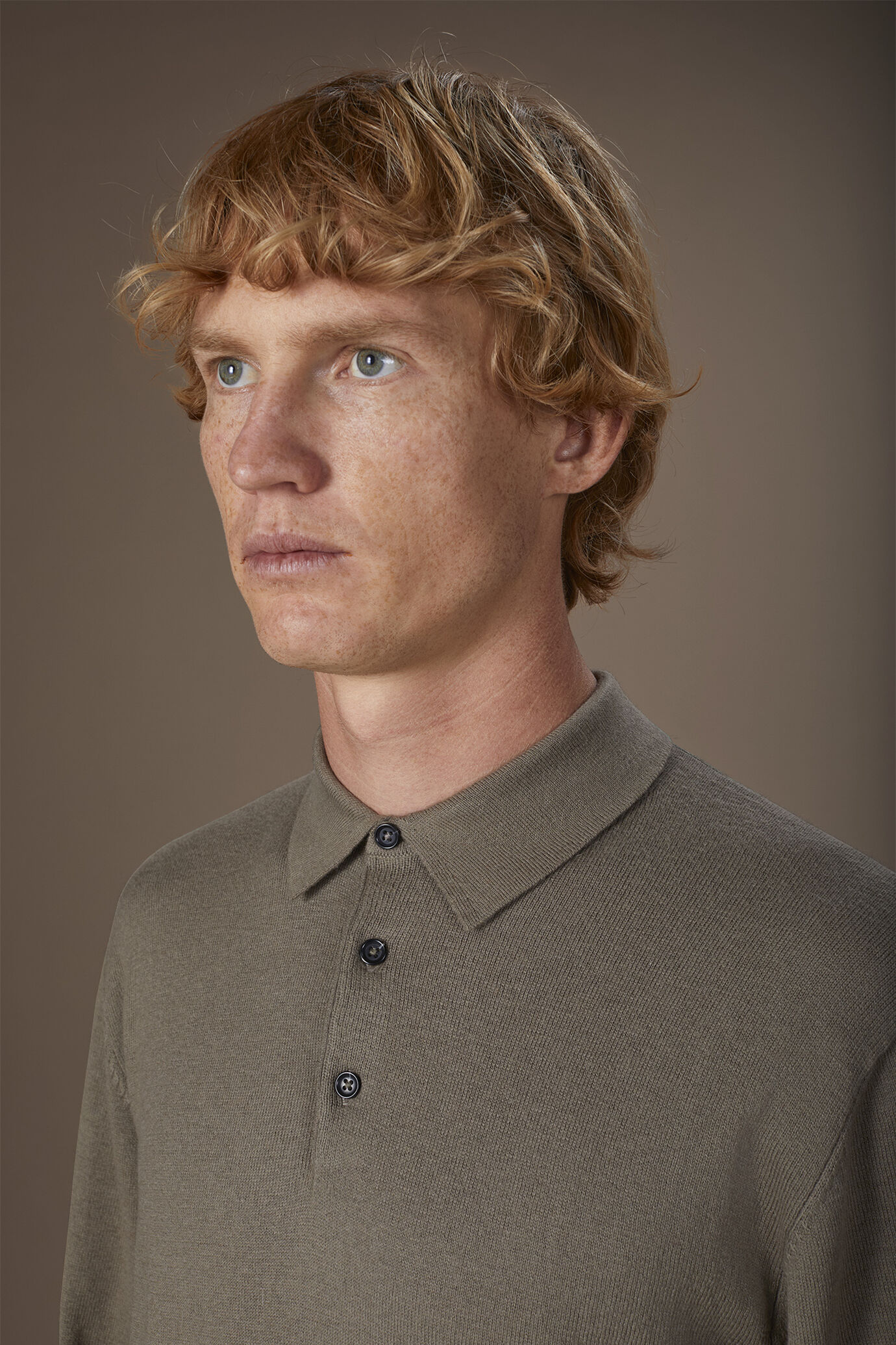 Men's polo shirt in wool and cotton blend regular fit image number 2