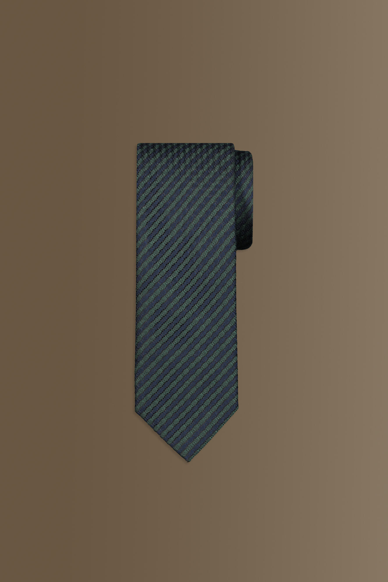 Cravatta uomo blu disegno centrale slim tie righe oblique grigie puntini rossi - Avantgarde Accessori