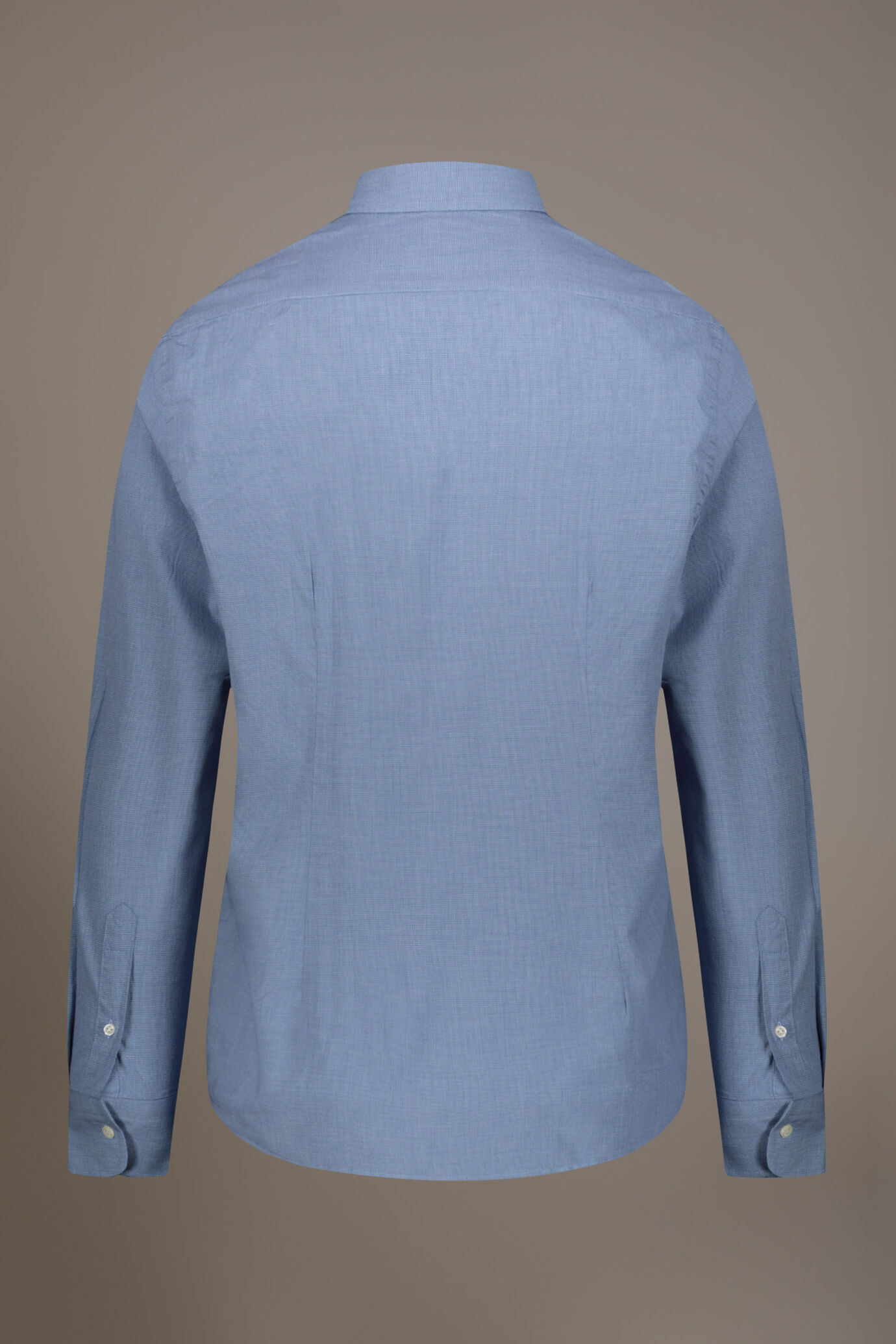 Camicia classica lavata con collo francese comfort fit tessuto tinto filo microfantasia image number 4