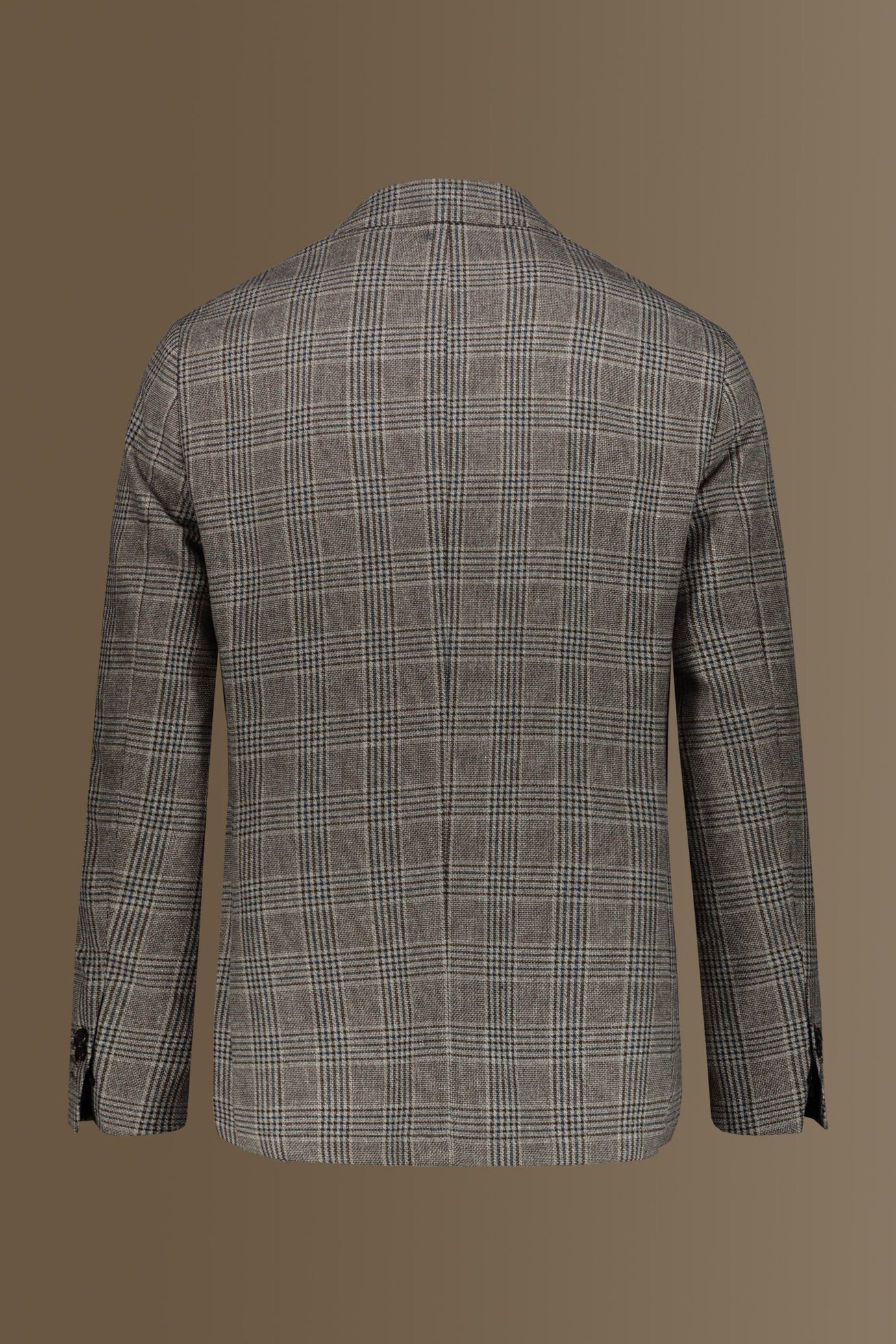 Single breasted jacket cotton linen fabric check design image number 6