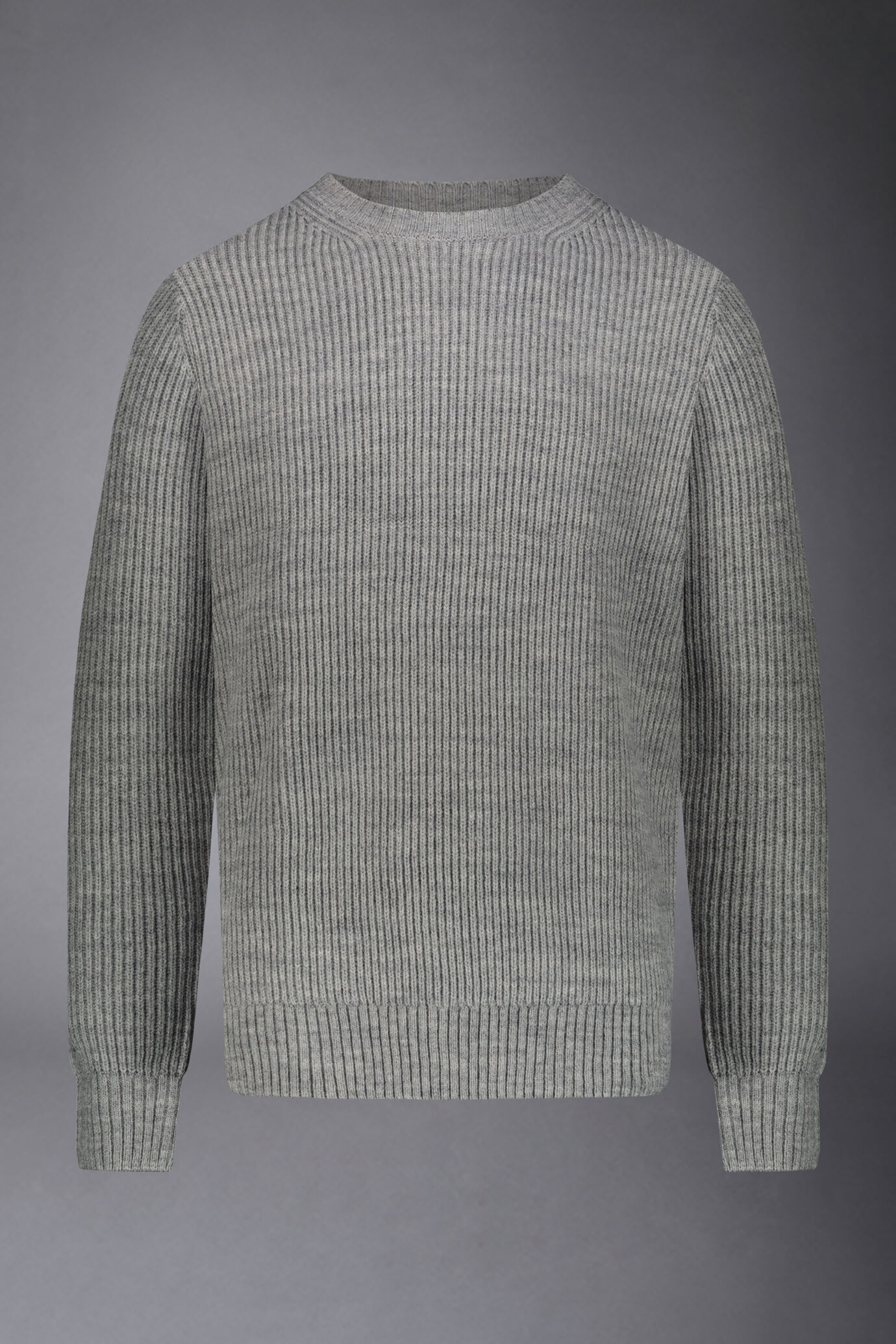 Pull &agrave; col rond en laine avec tricot c&ocirc;tel&eacute;, coupe r&eacute;guli&egrave;re image number 4