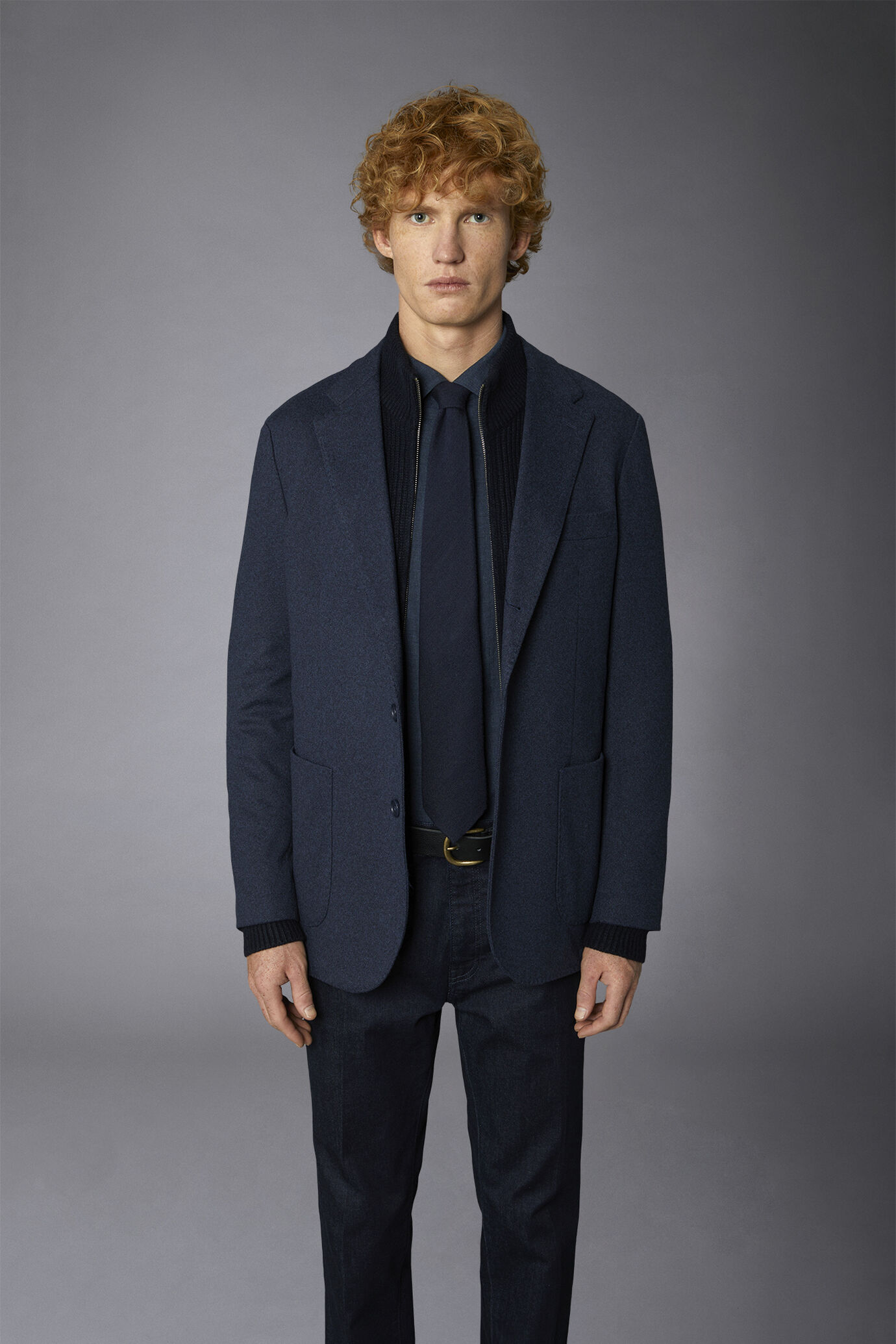 Giacca uomo monopetto in jersey piquet regular fit image number 2
