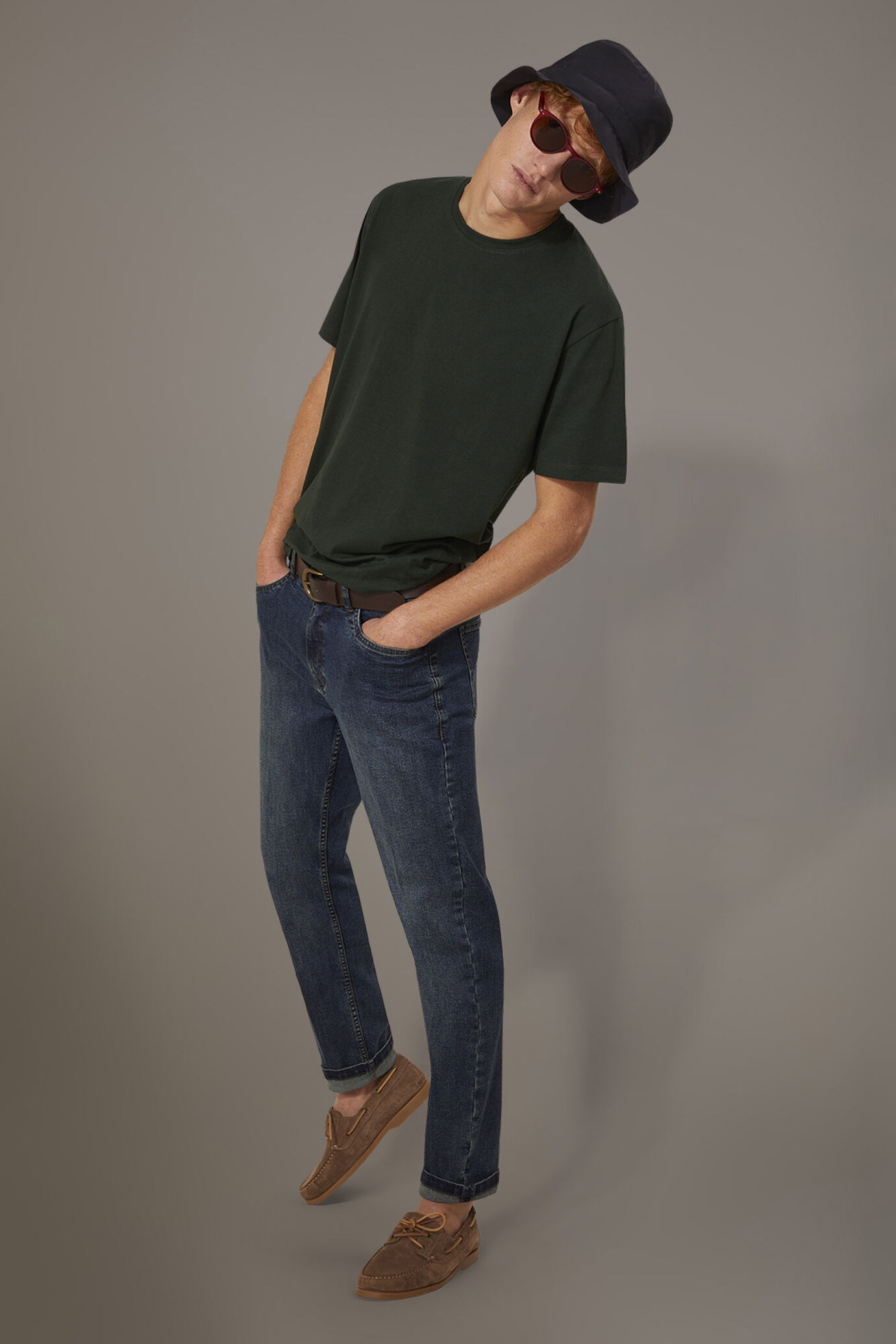 Jeans 5 pockets regular fit denim fabric image number 0
