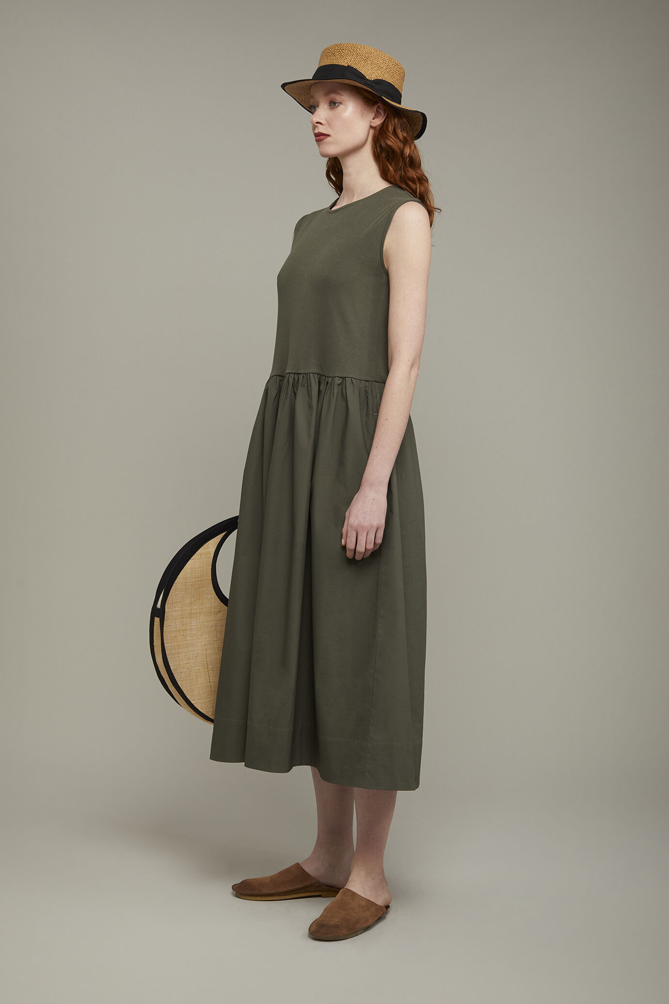 Abito midi donna smanicato 100% cotone in jersey regular fit image number 1