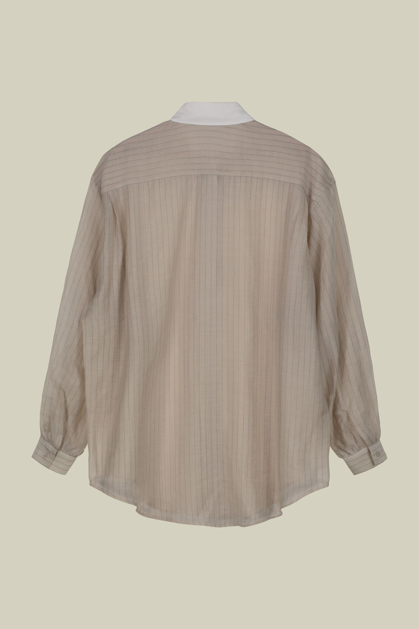 Camicia donna oversized con collo in unito in tessuto trasparente a righe image number 6