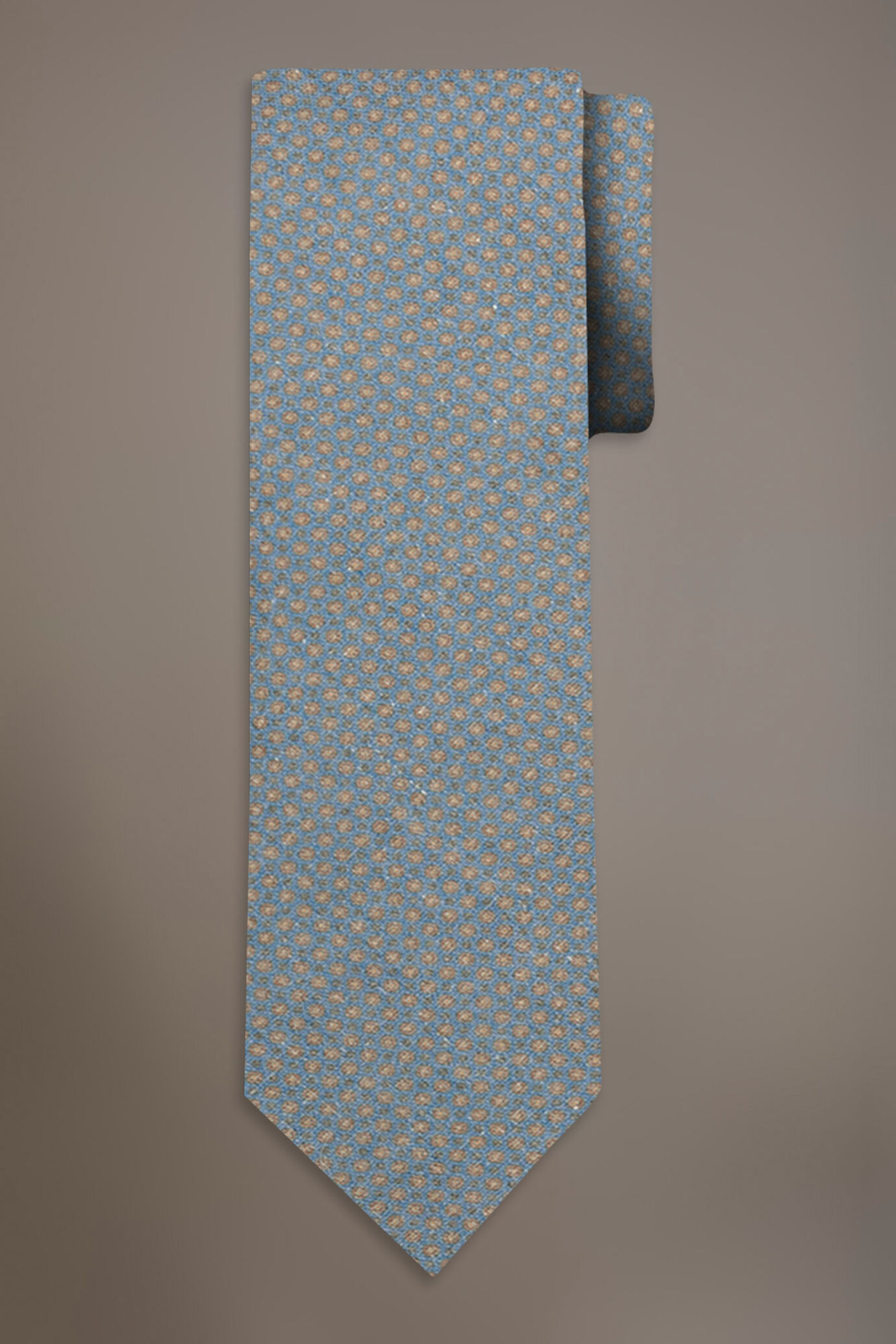 Cravatta microfantasia uomo blue misto lino