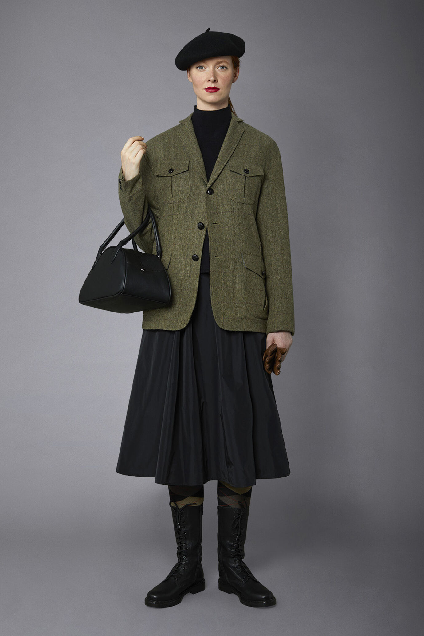 Genderless wool blend field jacket with herringbone pattern regular fit image number 1