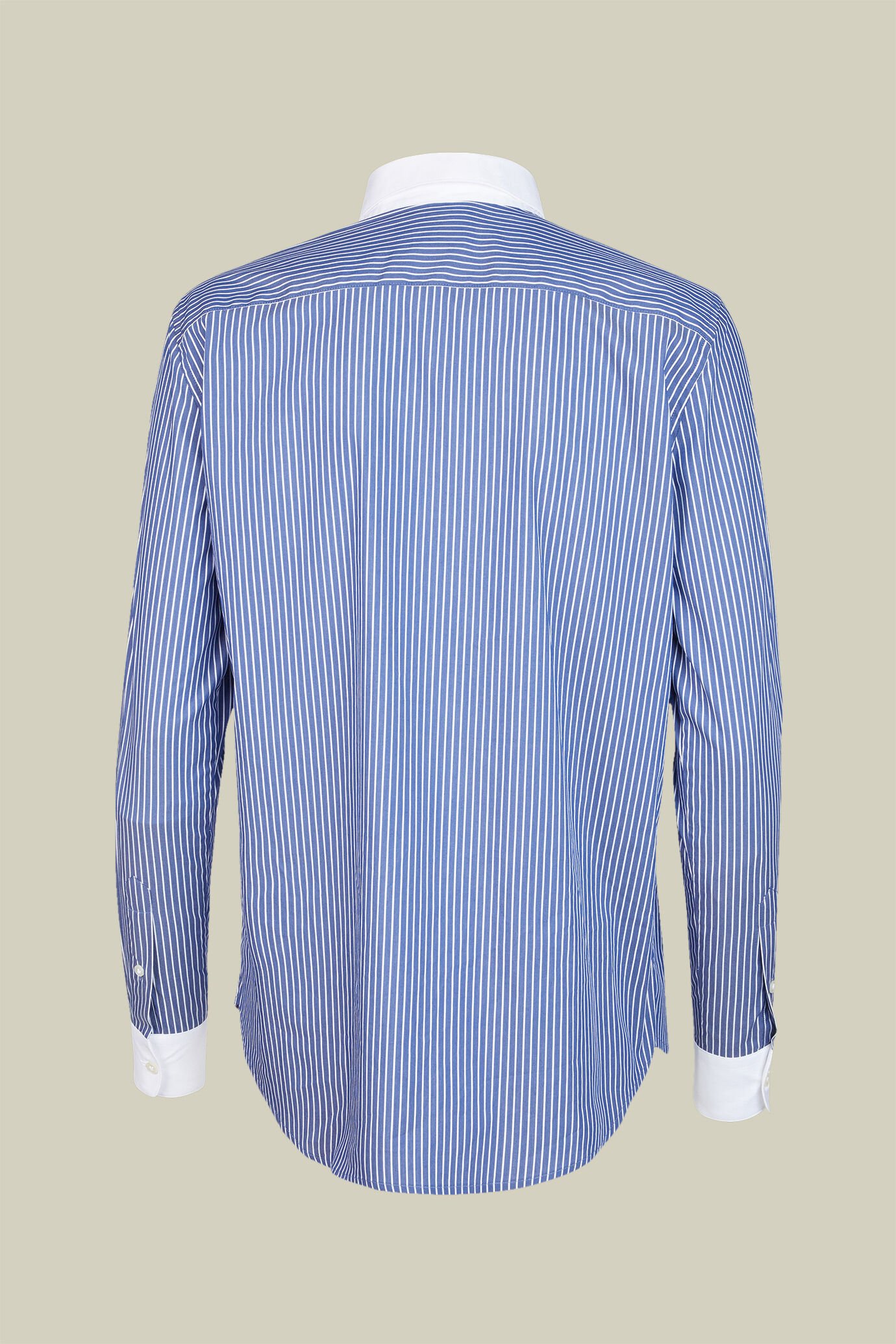 Camicia classica donna in tessuto a righe tinto filo con collo e polsini bianchi regular fit image number 5