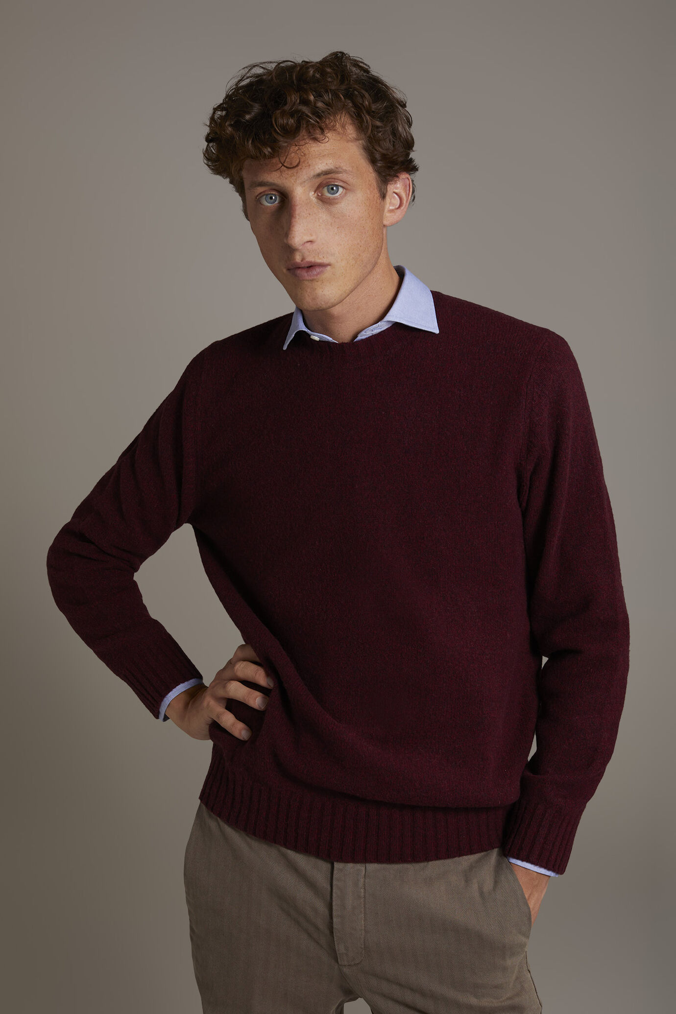 Lambswool blend round neck sweater image number 1