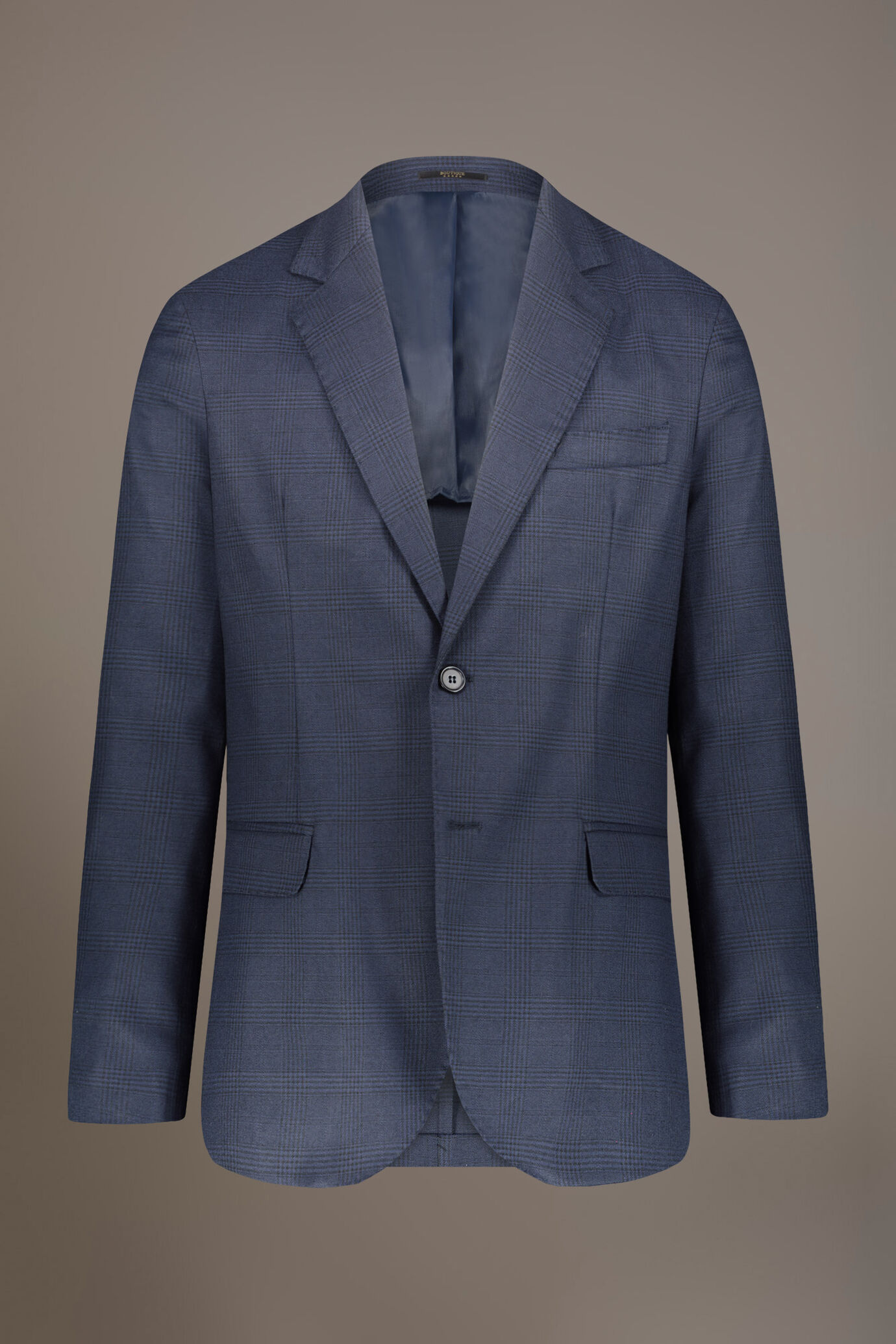 Single-breasted jacket with flap pockets in prince of wales fabric made in Italy image number 5
