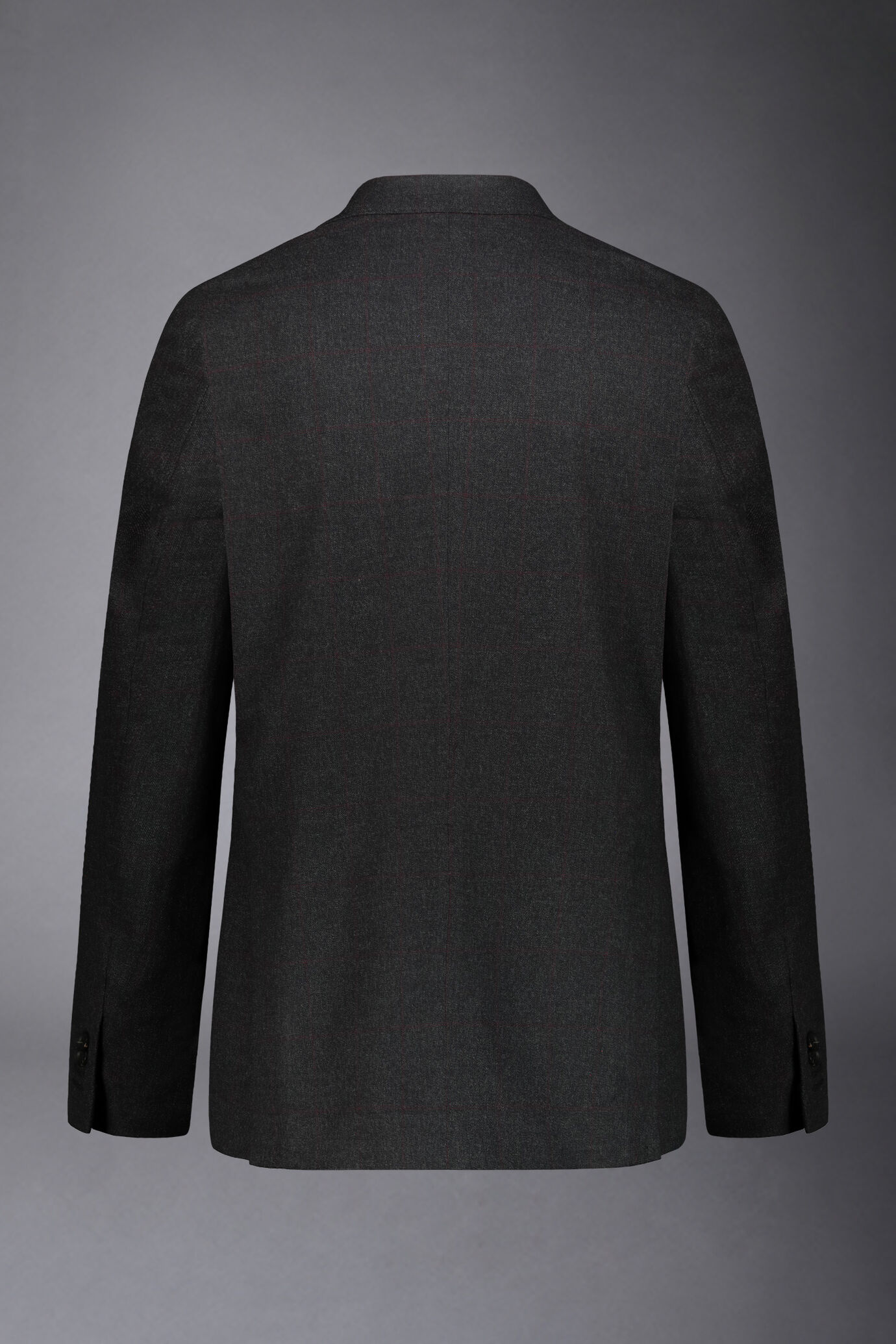 Men's single-breasted suit checked regular fit hand-woven wool fabric image number 5