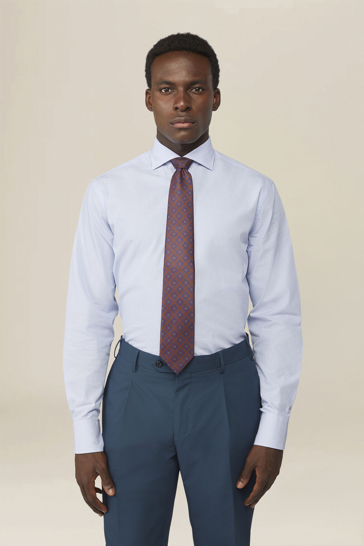 Men's 100% cotton yarn-dyed striped shirt image number 0