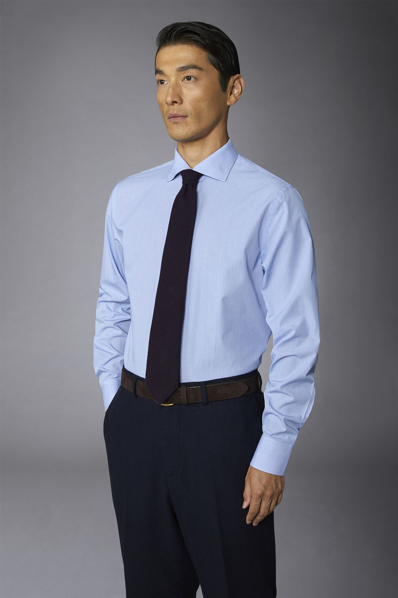 Camicia classica uomo collo francese slim fit fantasia a quadretti image number 2
