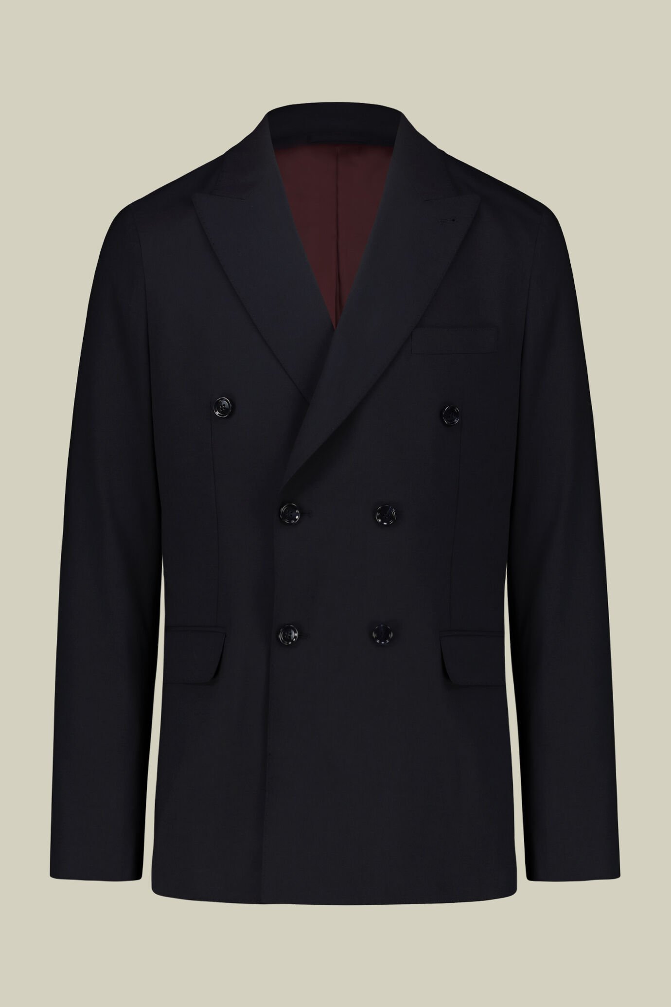 Abito uomo doppiopetto con pantalone ad una pinces in tessuto bi-stretch