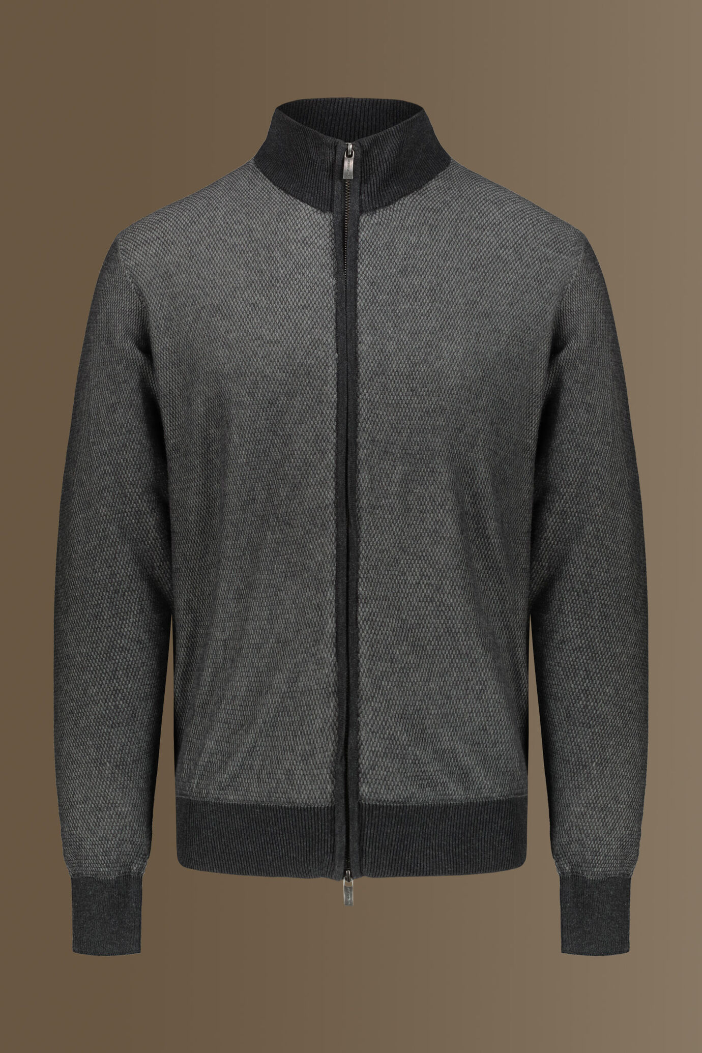 Cardigan with high collar seed stitch knitting image number 3