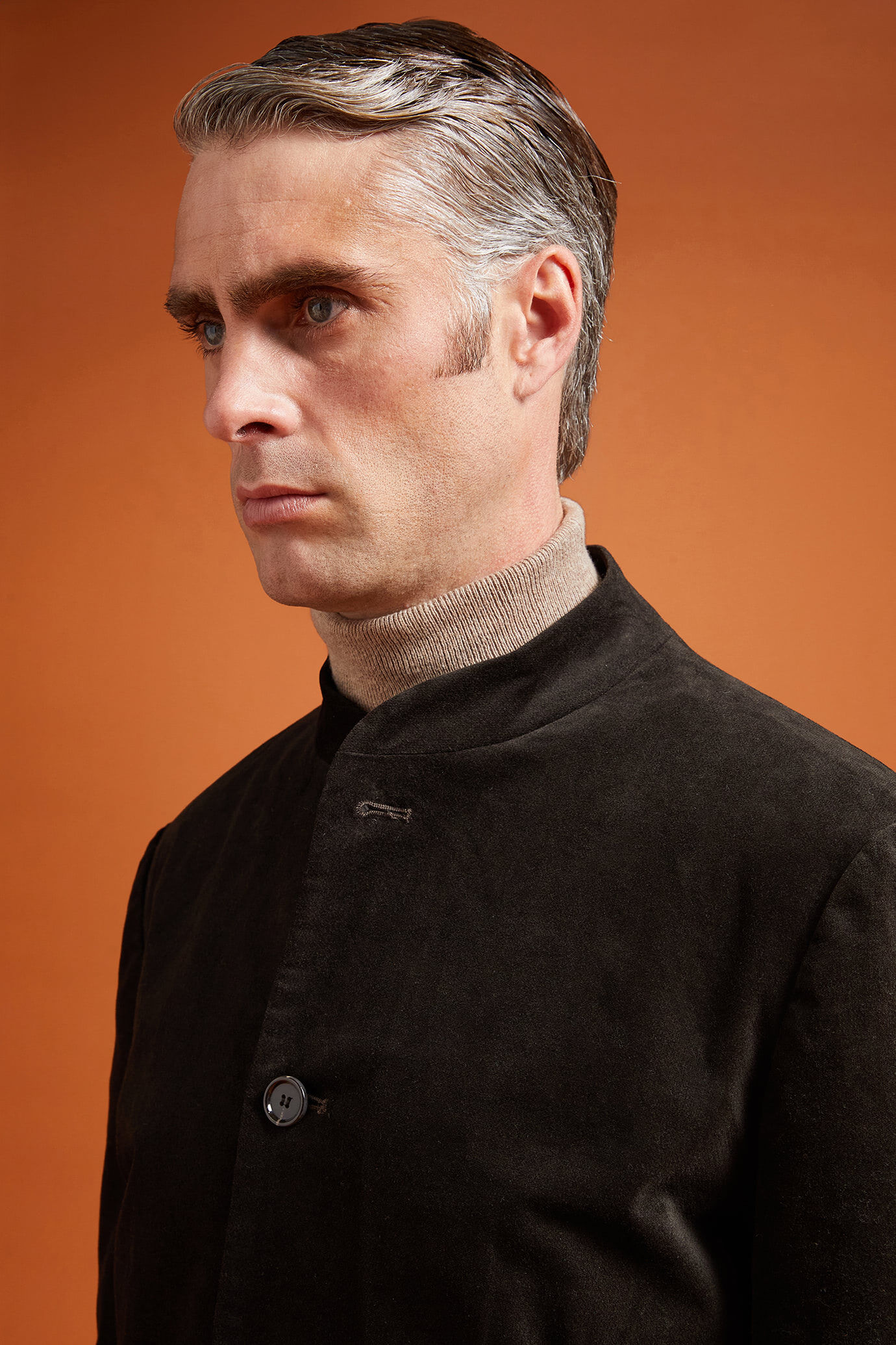 Giacca uomo con collo coreano in velluto di cotone regular fit image number 3