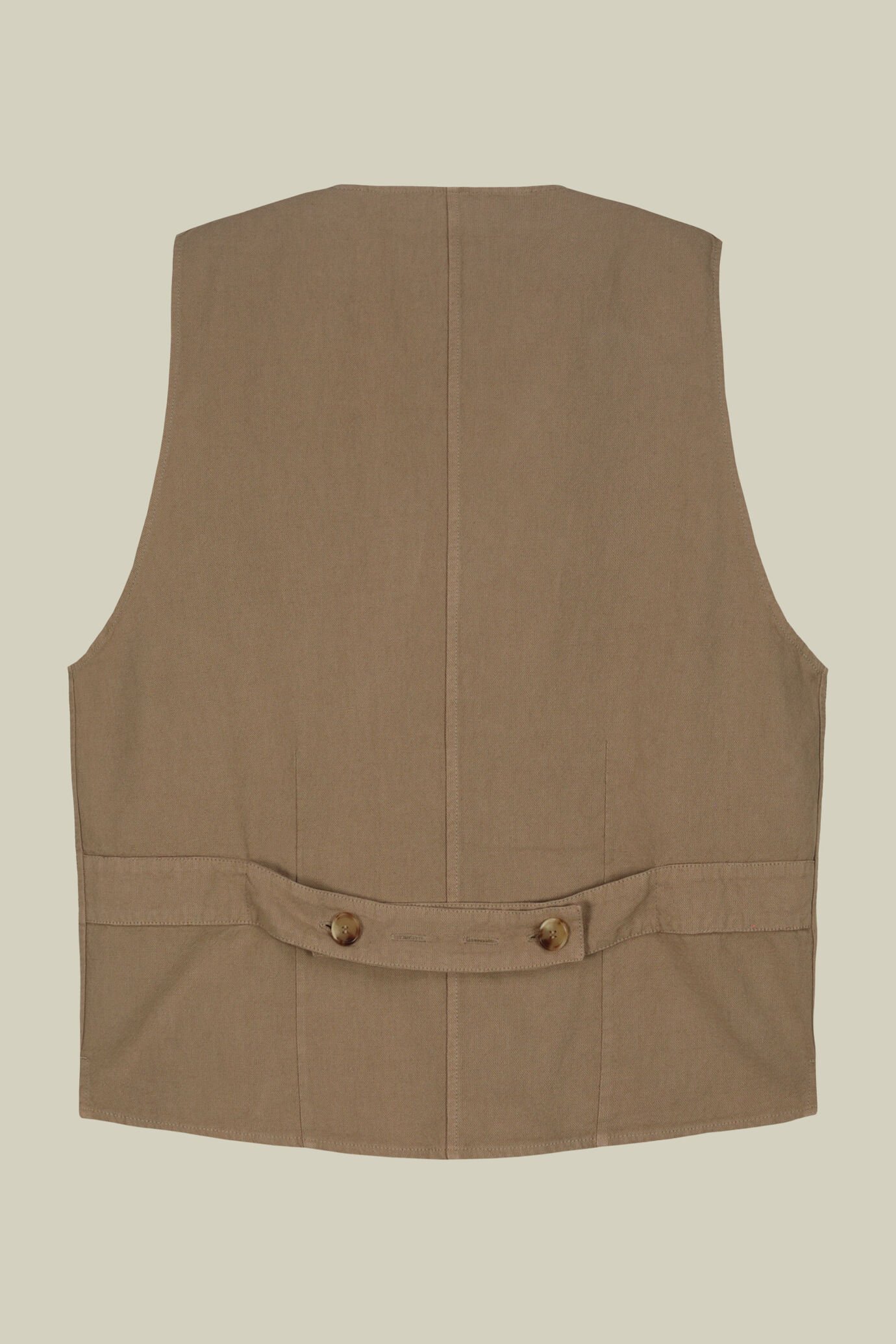 Herrenweste aus Leinen und Baumwolle mit aufgesetzten Taschen und V-Ausschnitt image number 5