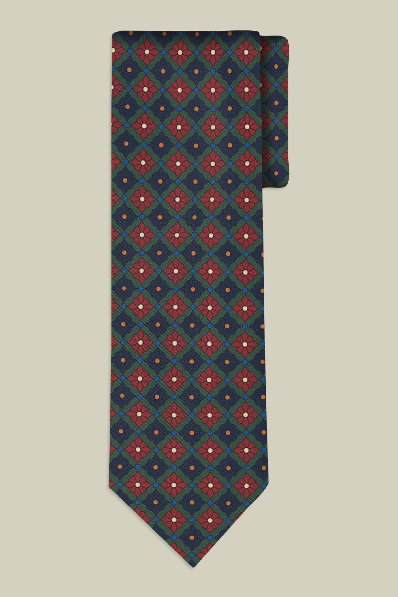 Two-tone men's tie with macro geometric pattern