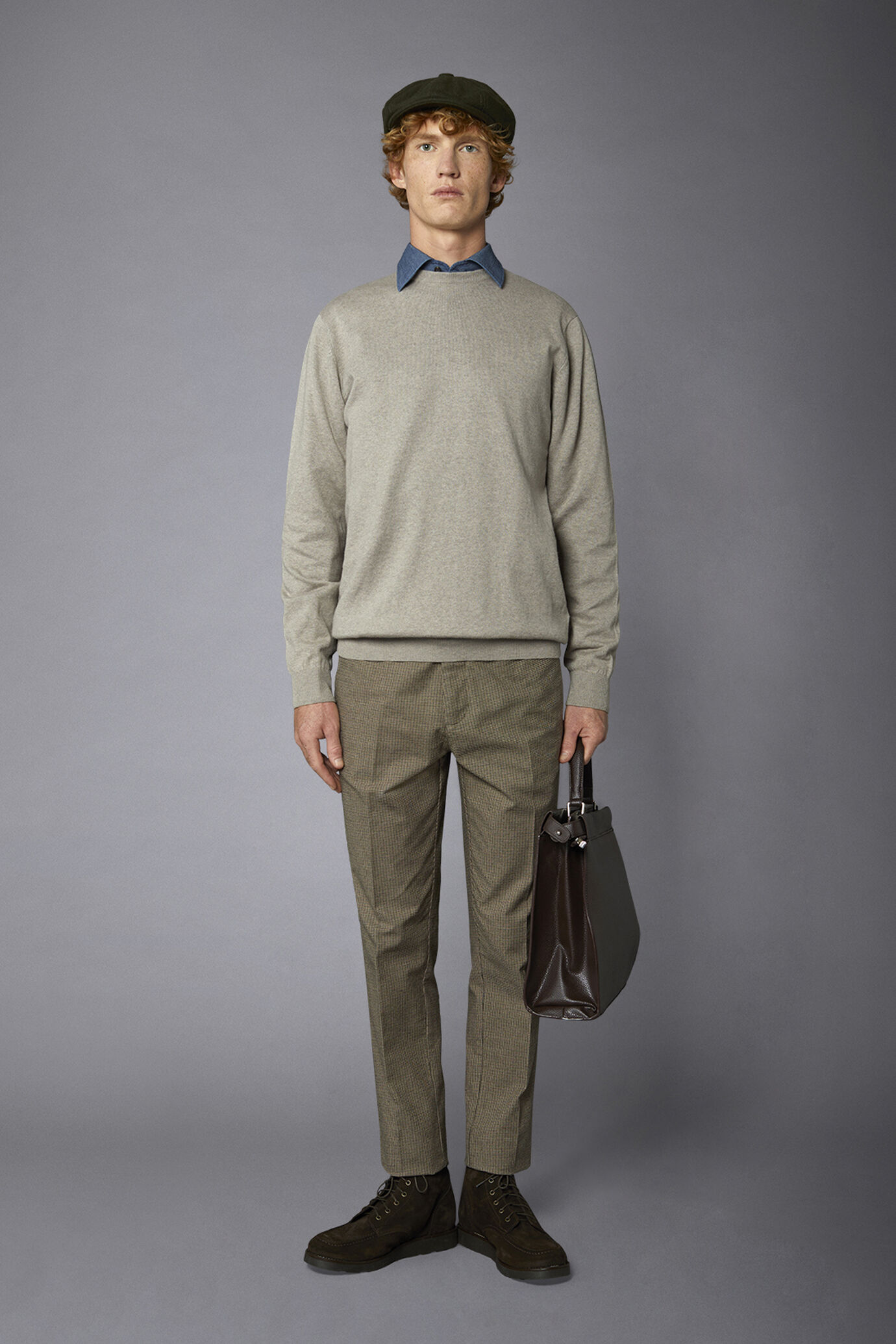 Pullover mit Rundhalsausschnitt aus Wolle und Baumwolle image number 0