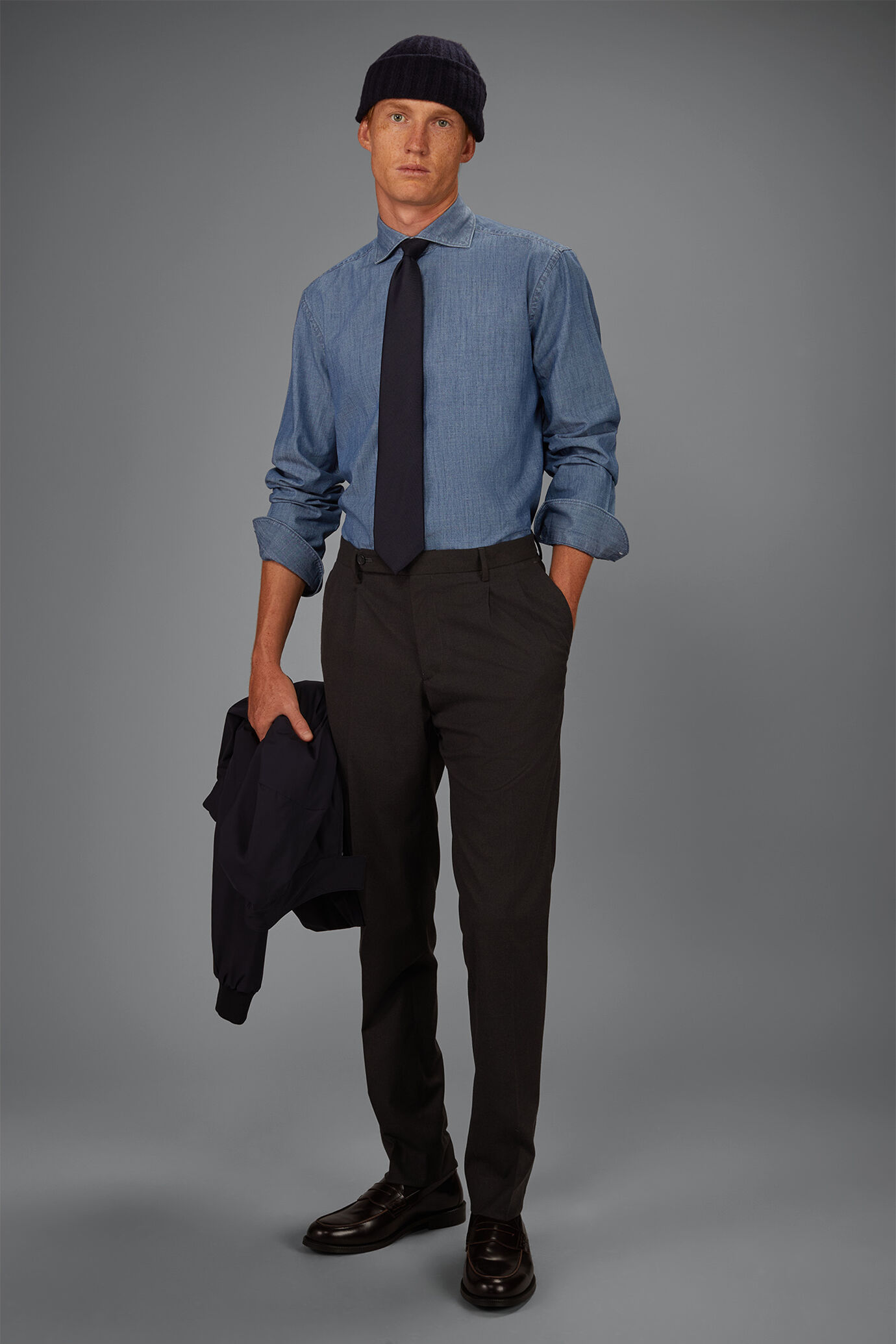 Camicia uomo in tessuto denim regular fit image number 0