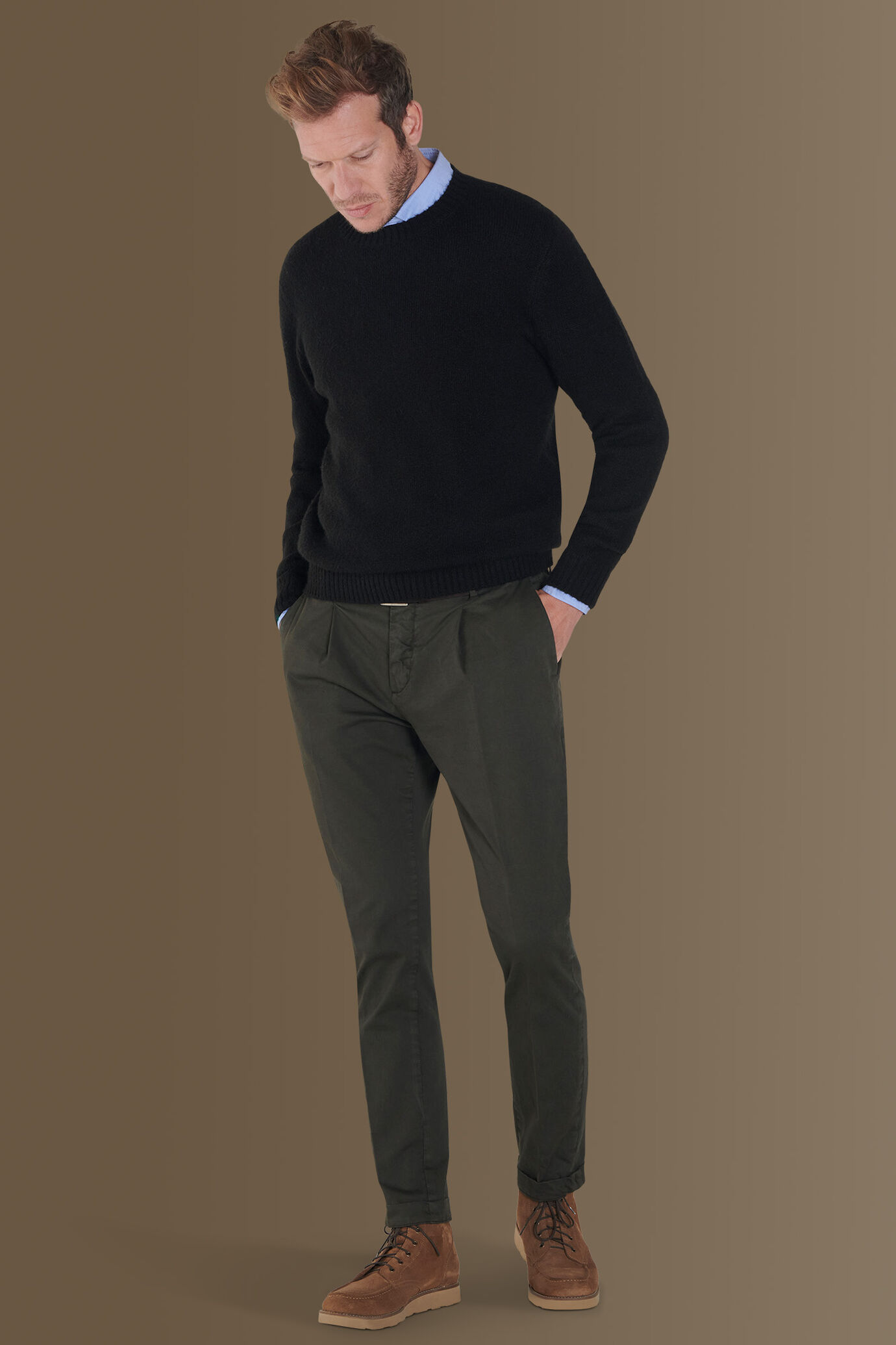 Chino trousers singol pince satin stretch image number 0