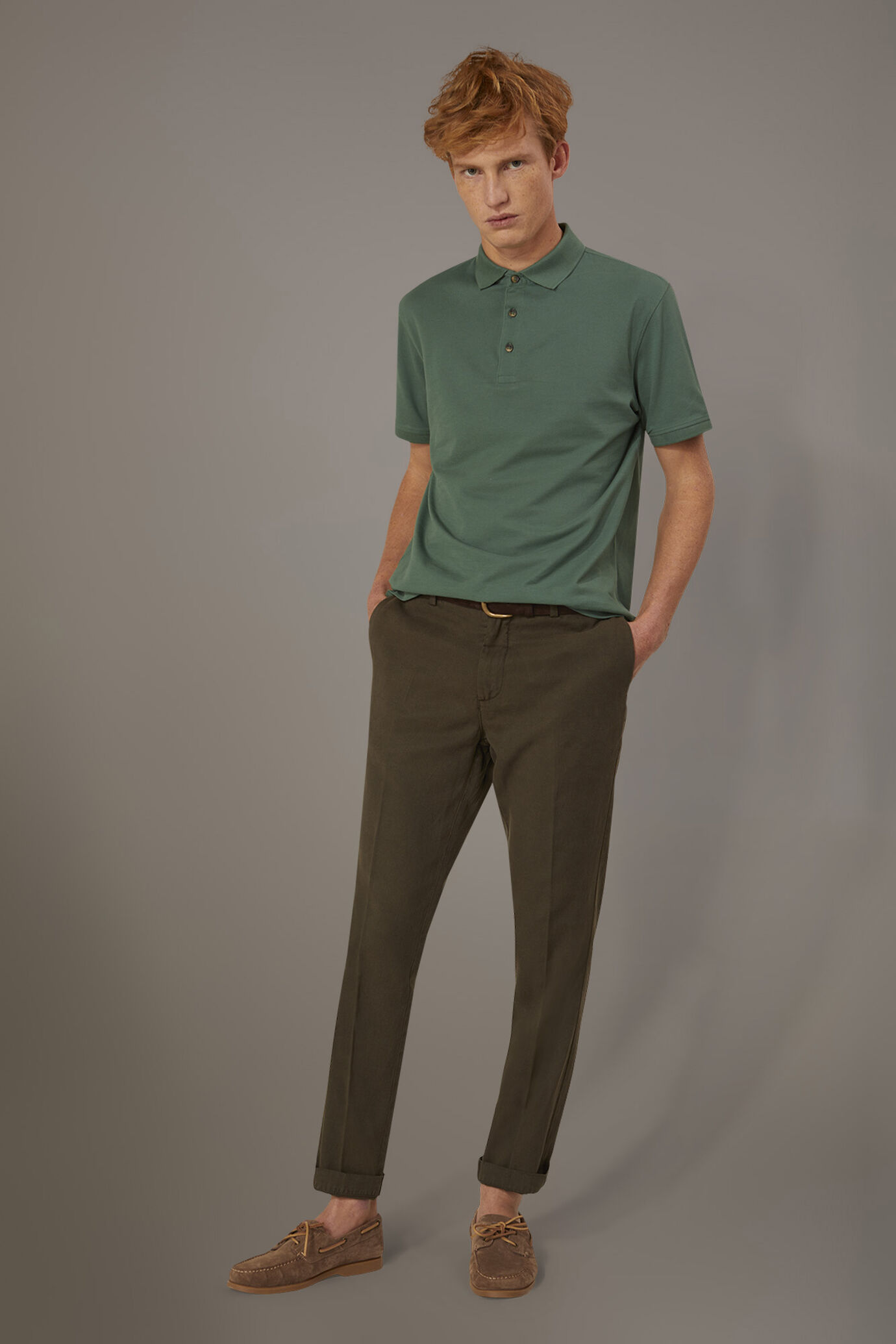 Regular fit linen blend chino trousers twill construction image number 0
