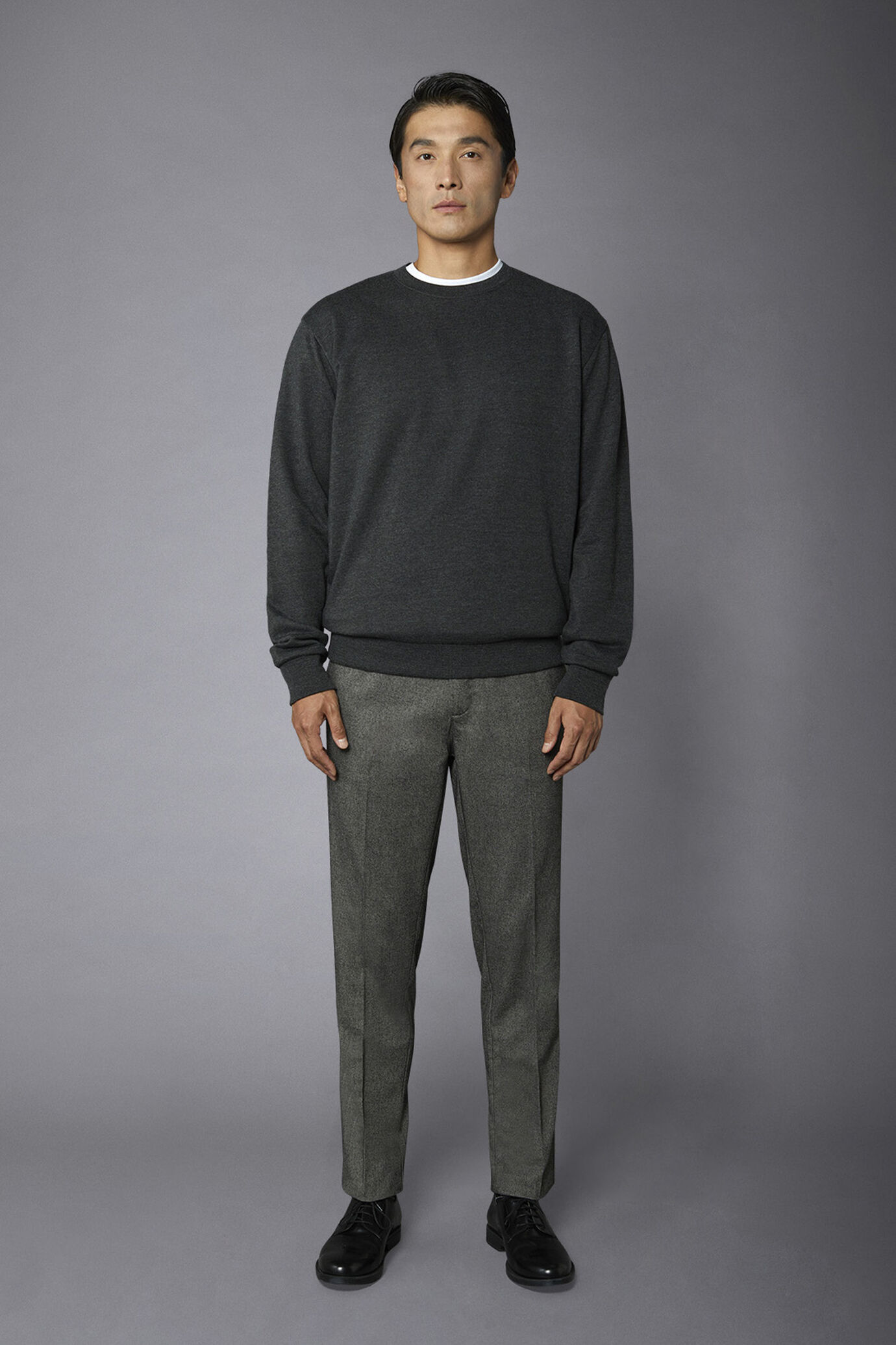 Pantalone chino uomo tessuto in cotone mano lana tweed regular fit image number 0