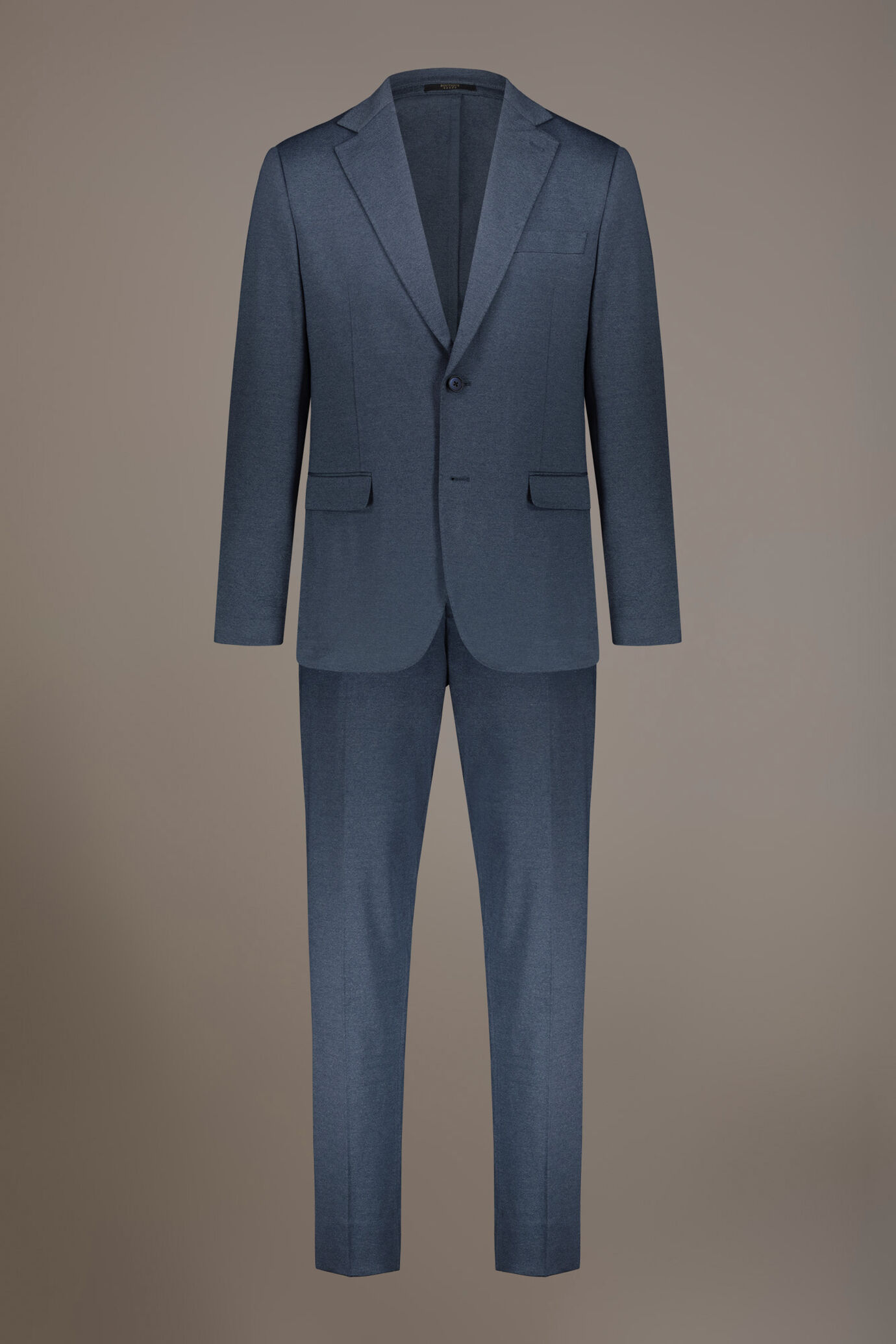 Regular fit single-breasted suit in solid colour jersey fabric image number 9