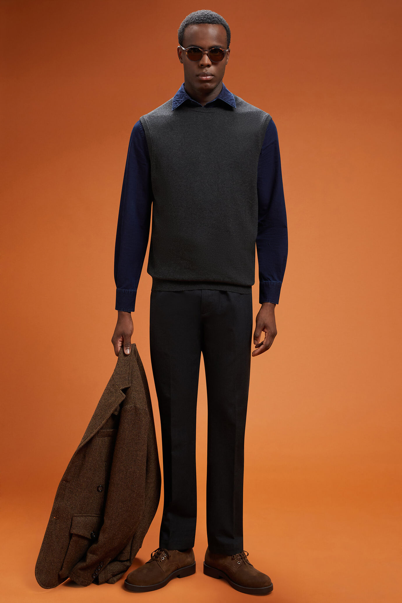 Gilet uomo girocollo lana e cotone regular fit image number 1