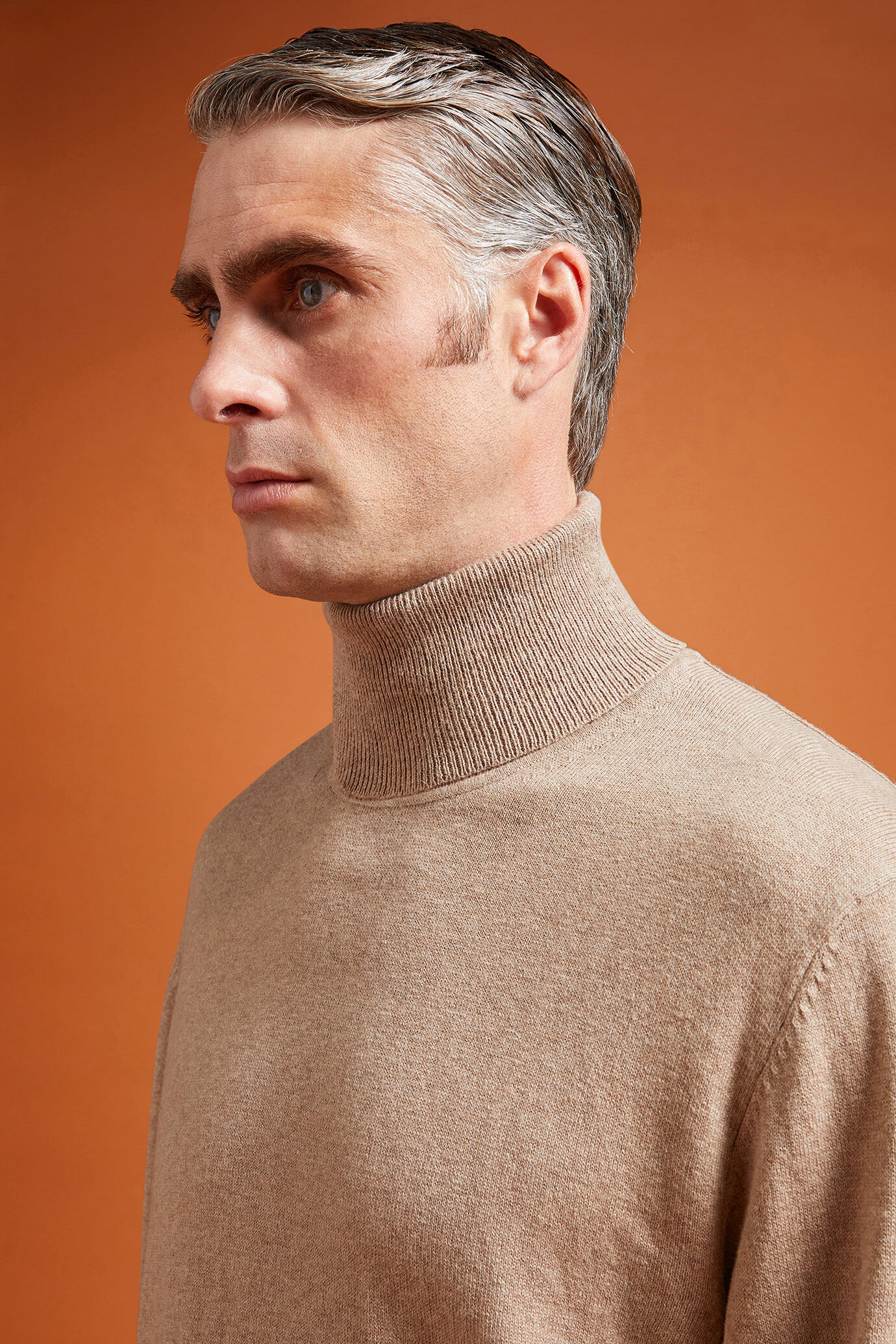 Men's regular fit turtleneck jumper in wool and cotton image number 3
