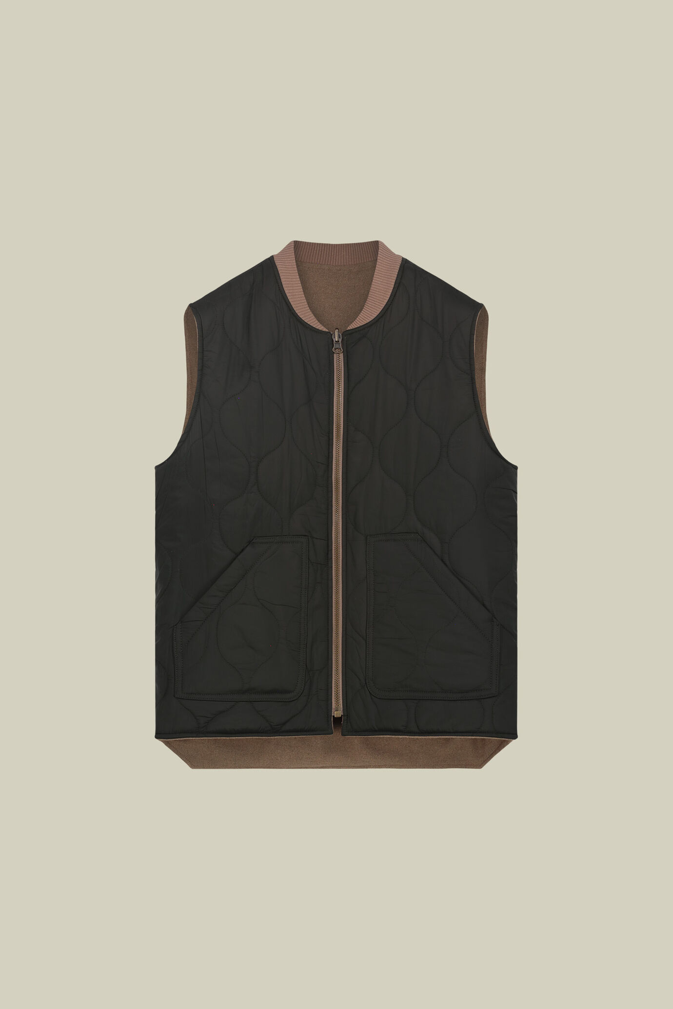Veste sans manches double face pour homme en laine bouillie et nylon l&eacute;g&egrave;rement rembourr&eacute;e image number 6